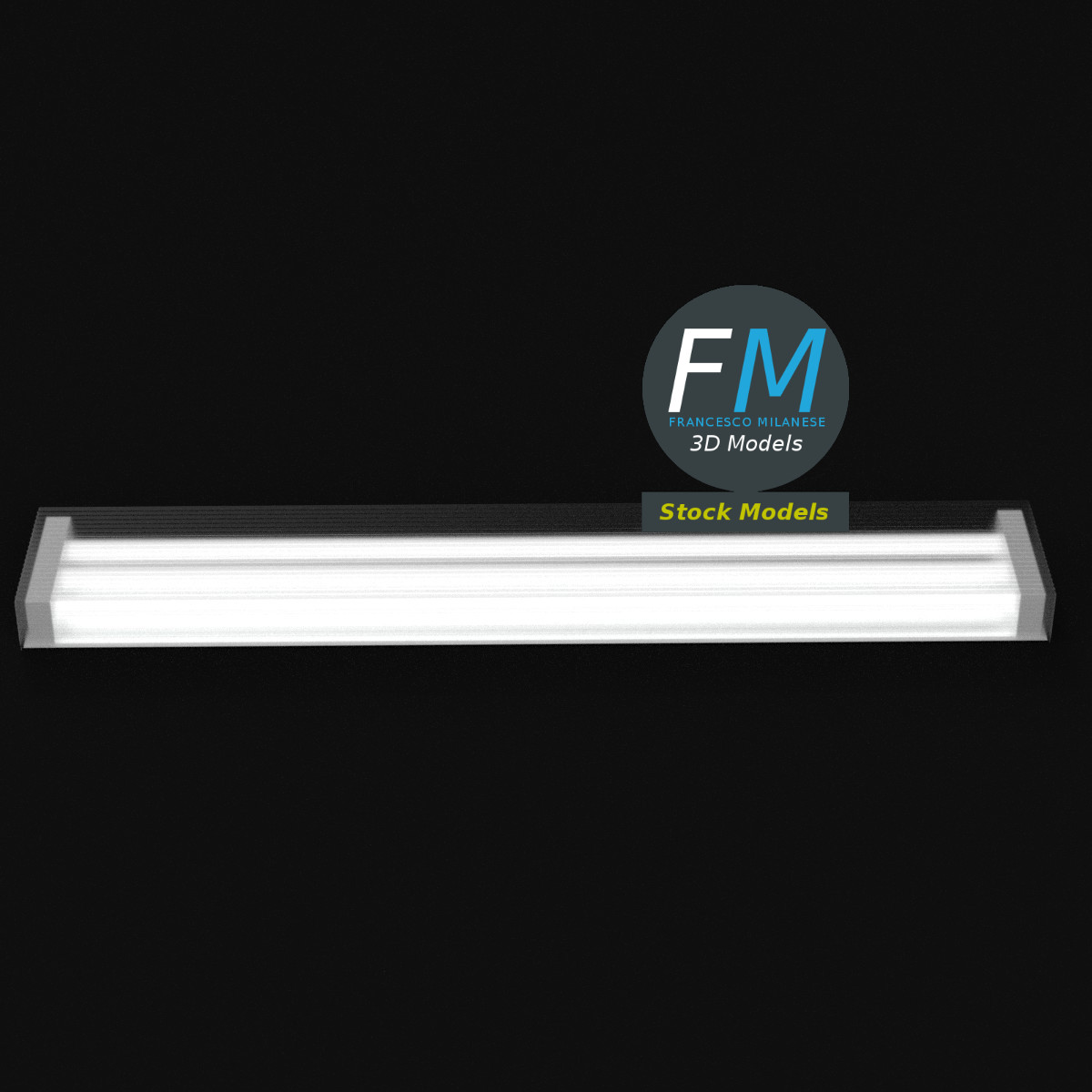 3D-Modell - Alte Industrielle Leuchtstofflampe - 02