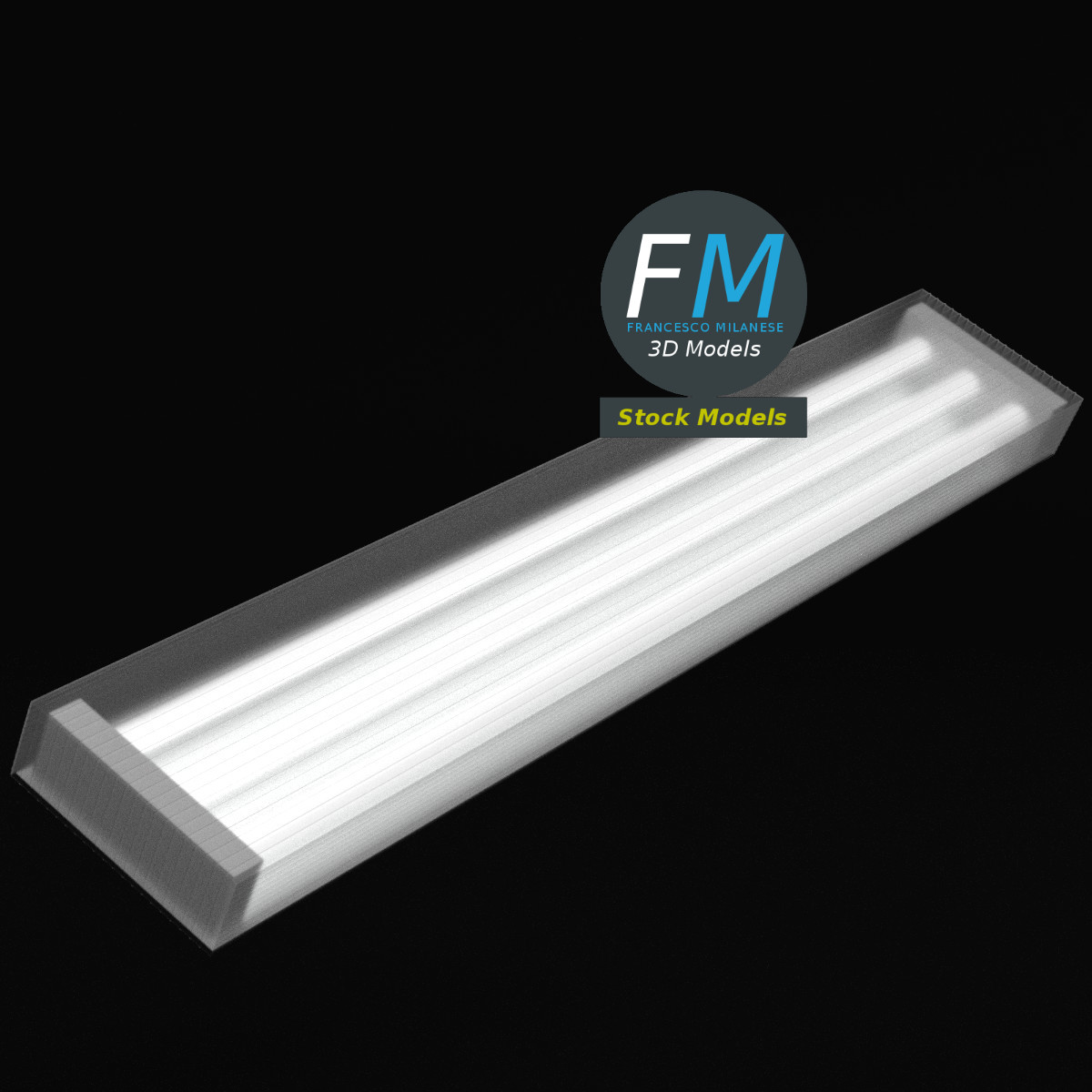 3D-Modell - Alte Industrielle Leuchtstofflampe - 03