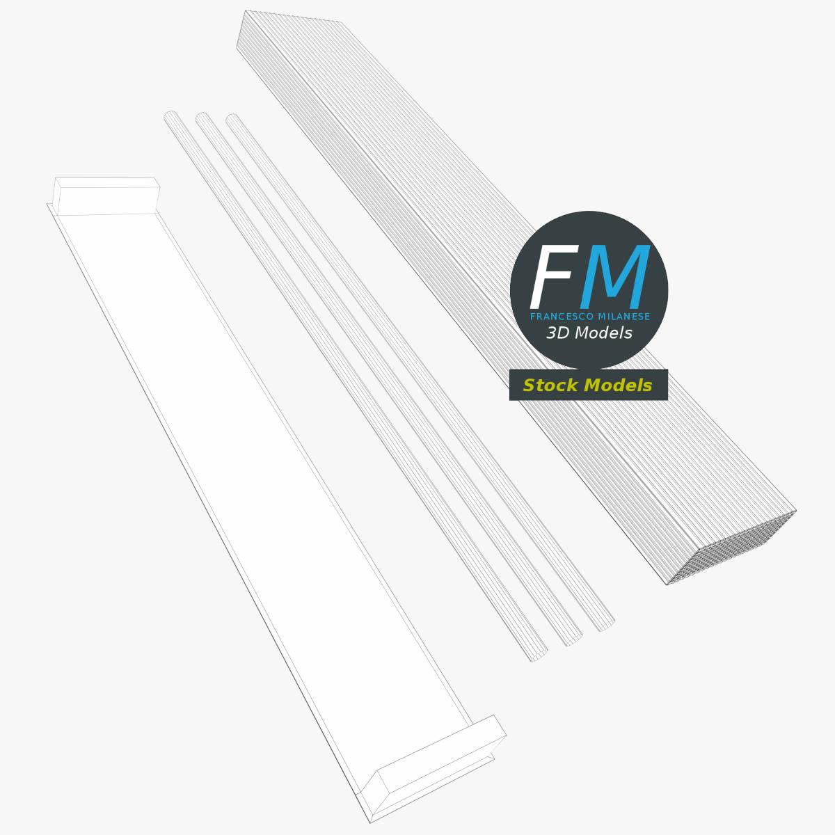 3D-Modell - Alte Industrielle Leuchtstofflampe - 08