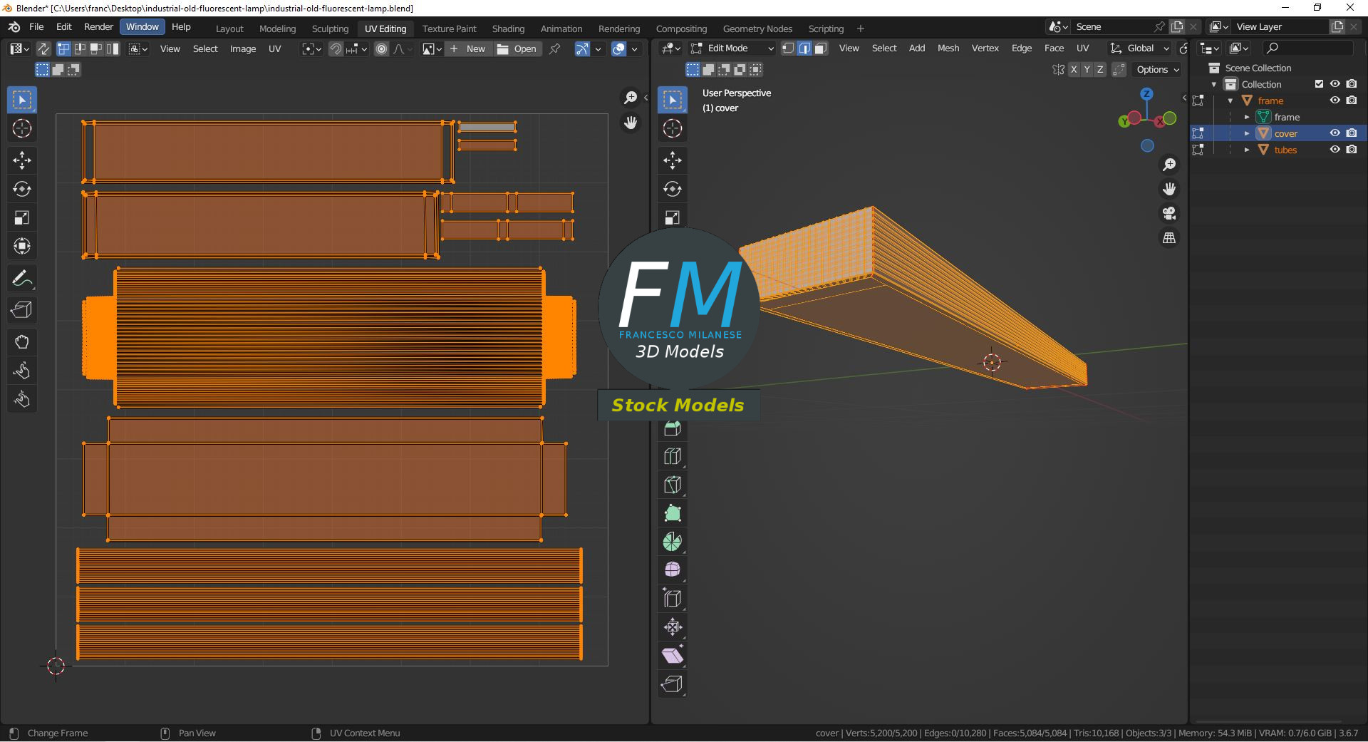 3D-Modell - Alte Industrielle Leuchtstofflampe - 10
