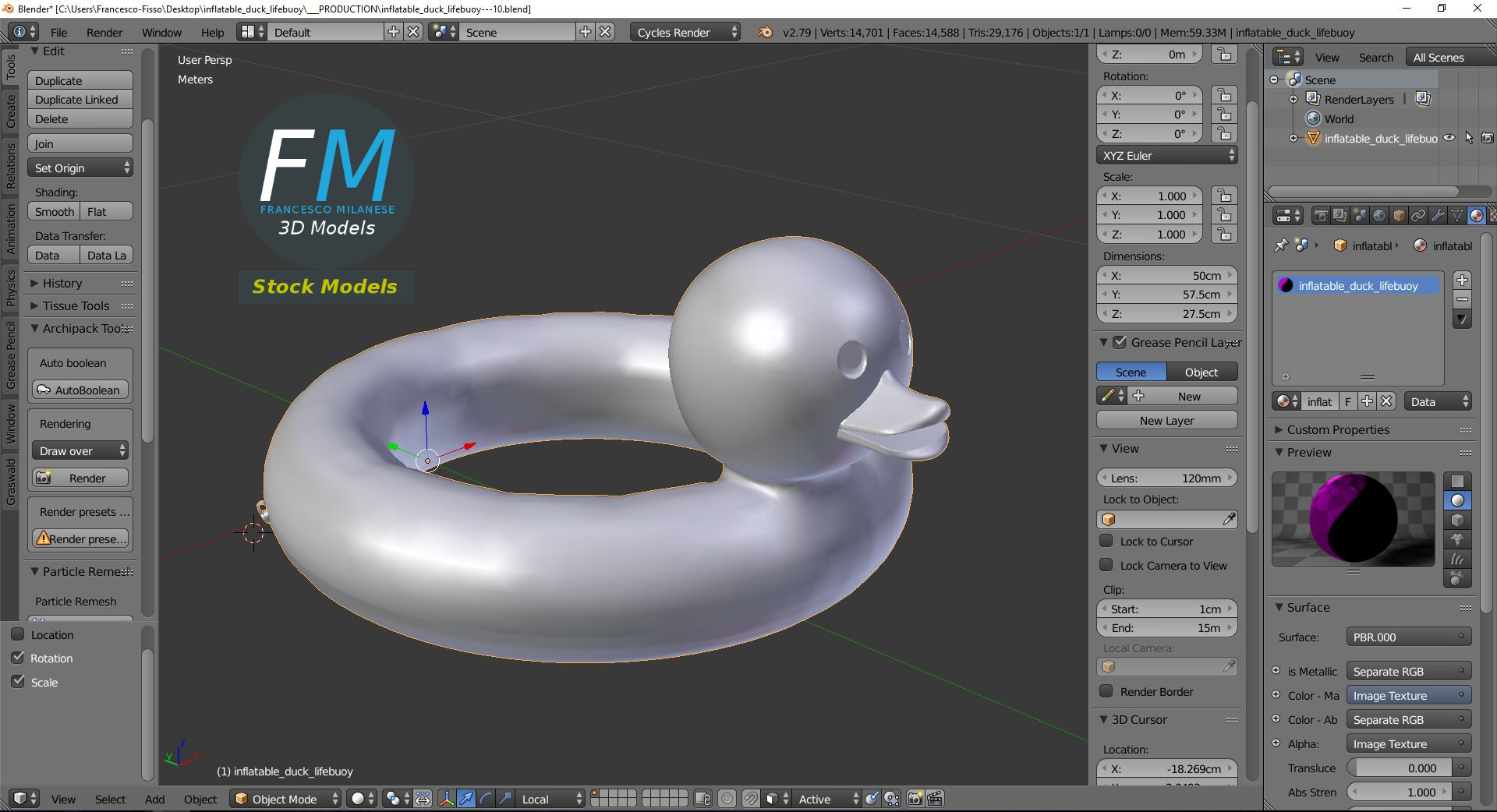 3D-Modell - Aufblasbarer Enten-Schwimmring - 09