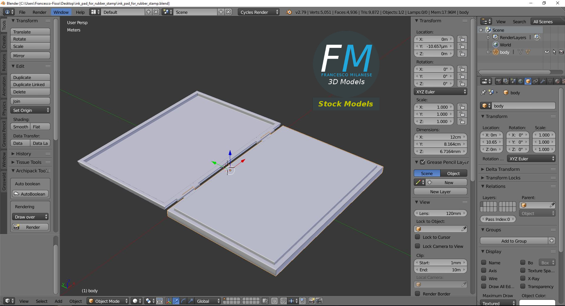 3D-Modell - Stempelkissen für Gummistempel - 09