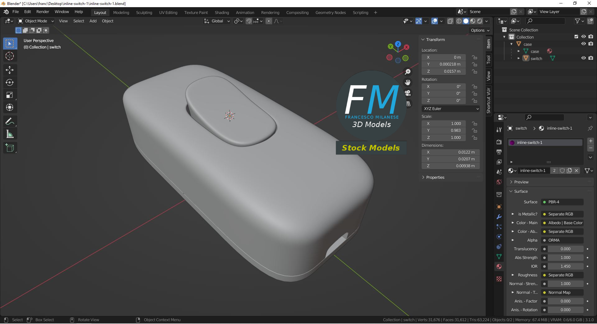 3D-Modell - Zwischenschalter für Kabel - 09