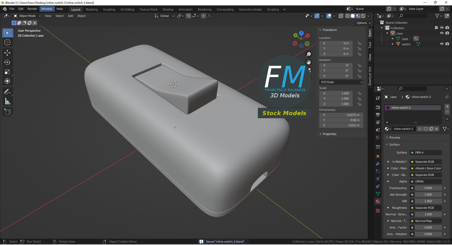 3D-Modell - Zwischenschalter für Kabel - 09