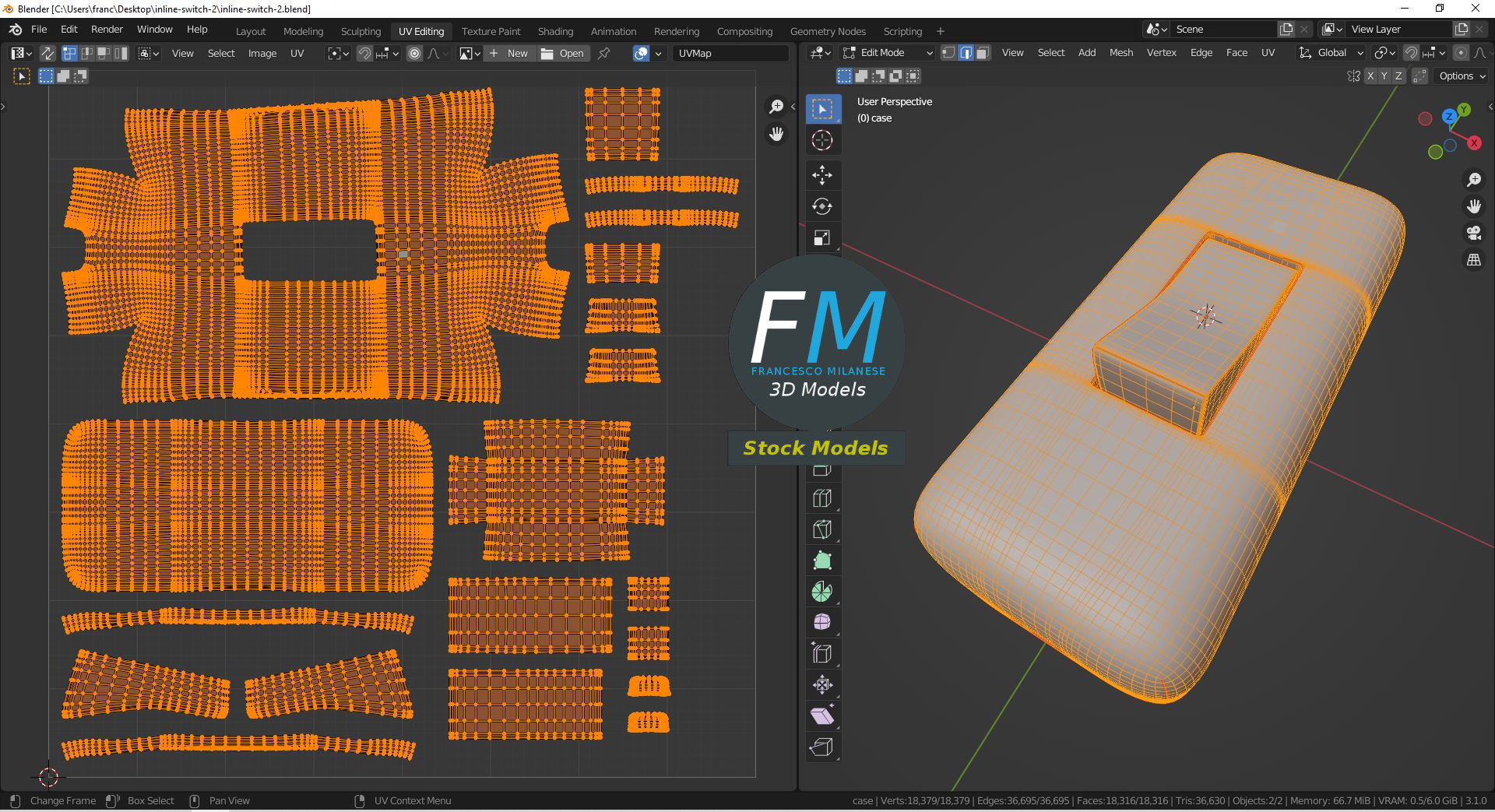 3D-Modell - Zwischenschalter für Kabel - 10