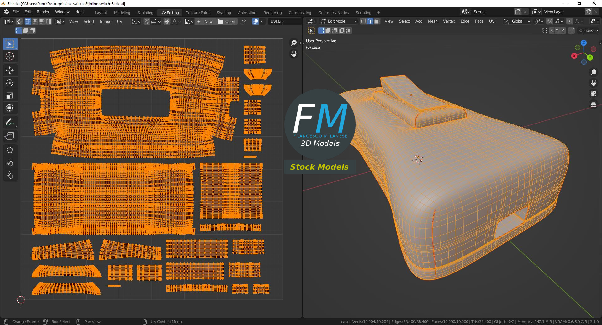 3D-Modell - Zwischenschalter für Kabel - 10