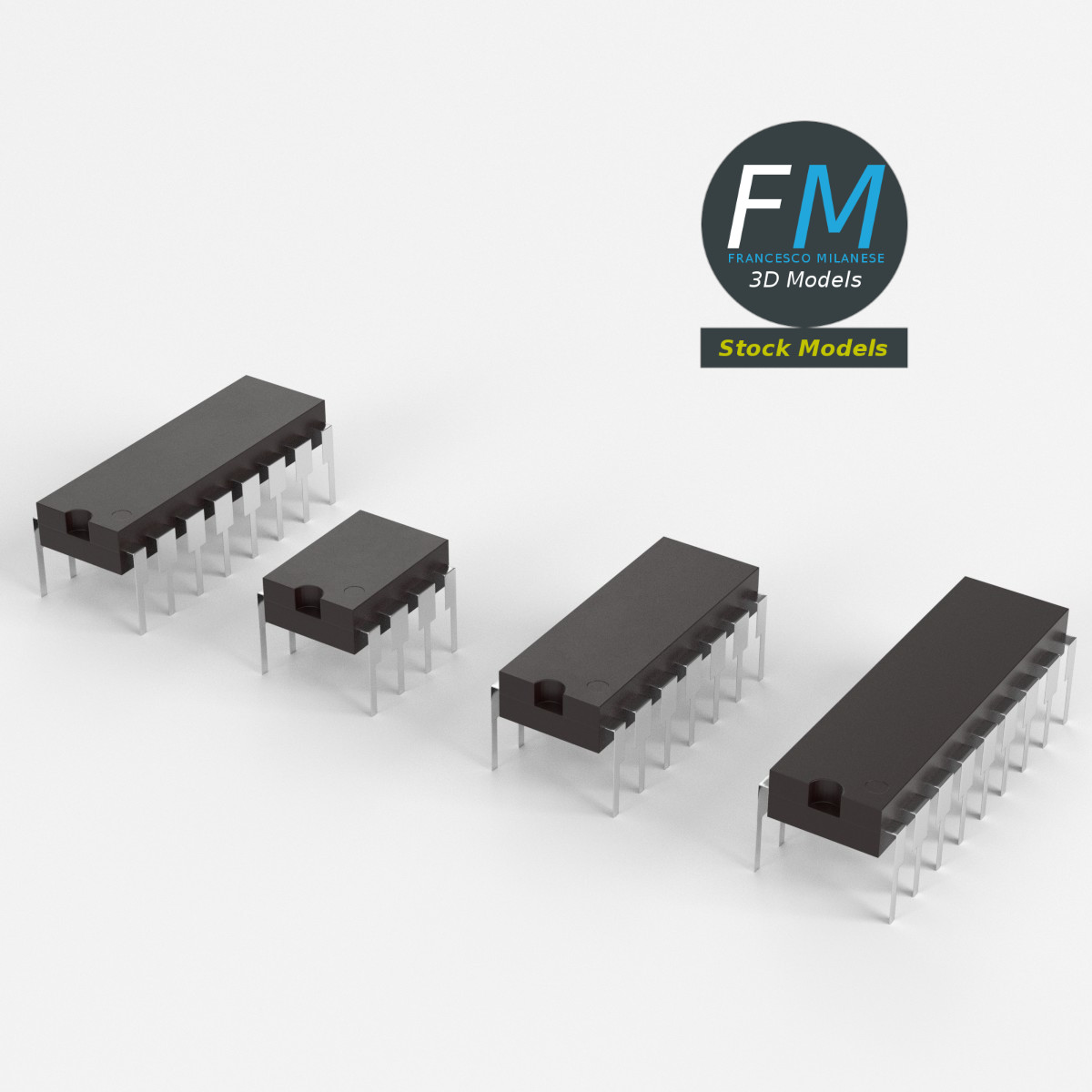3D-Modell - Set Integrierter Schaltkreise - 01