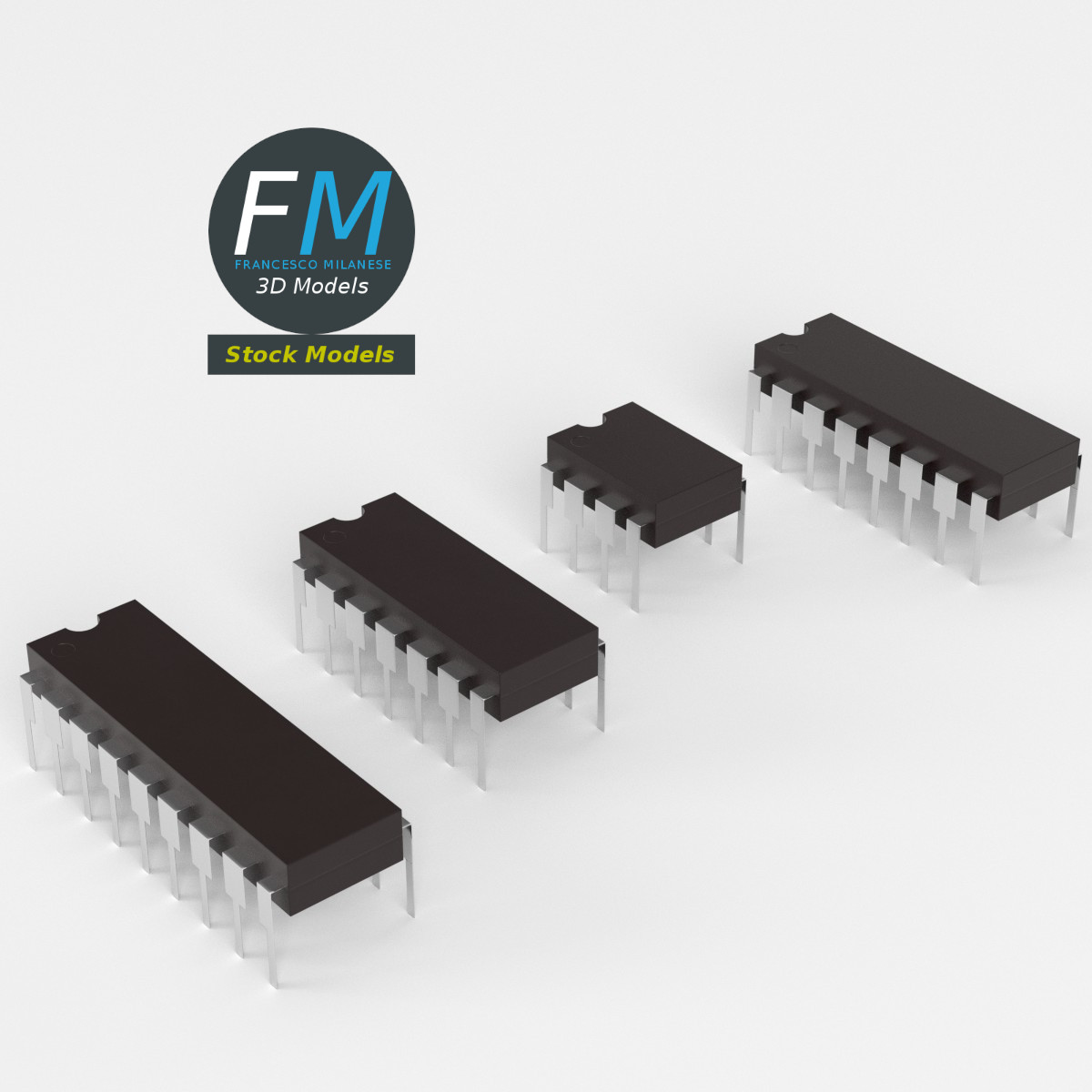 3D-Modell - Set Integrierter Schaltkreise - 02