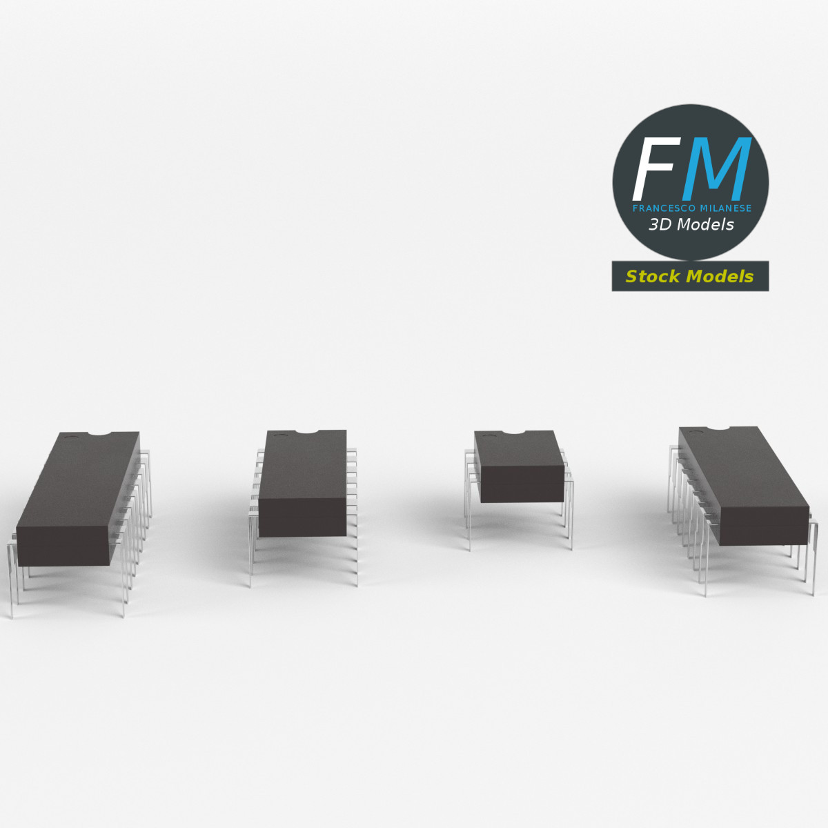 3D-Modell - Set Integrierter Schaltkreise - 04