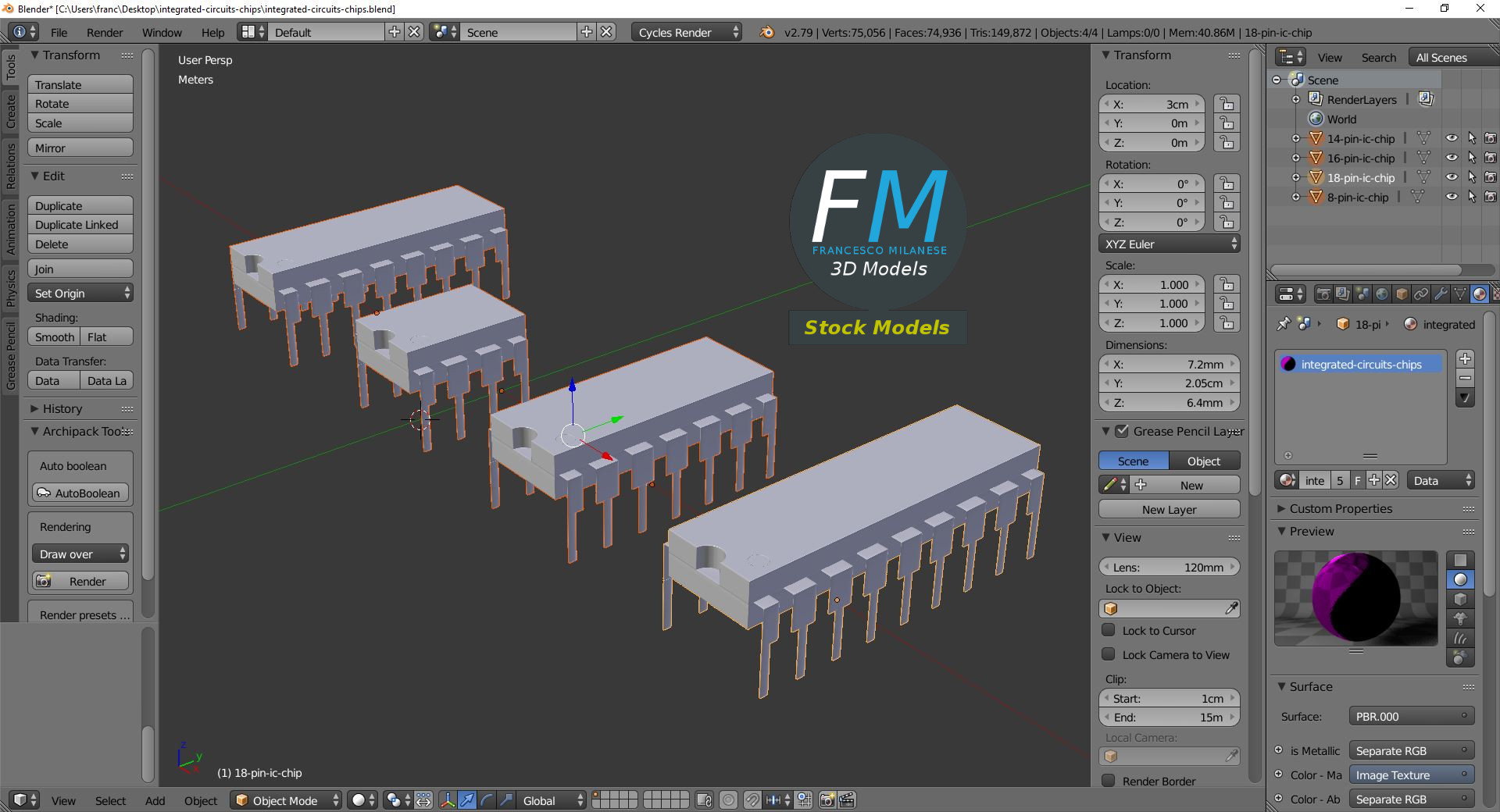 3D-Modell - Set Integrierter Schaltkreise - 09