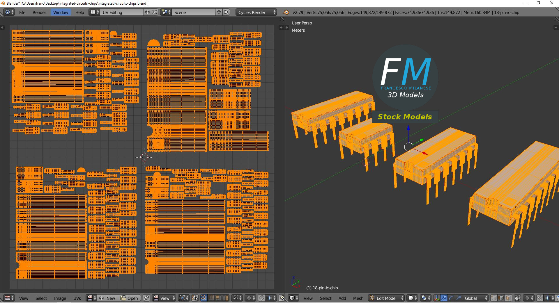 3D-Modell - Set Integrierter Schaltkreise - 10
