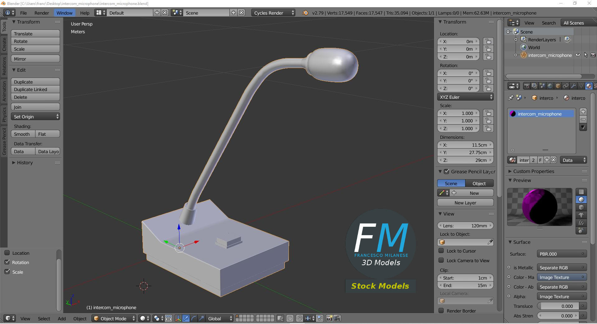 3D-Modell - Gegensprechanlagen-Mikrofon - 09