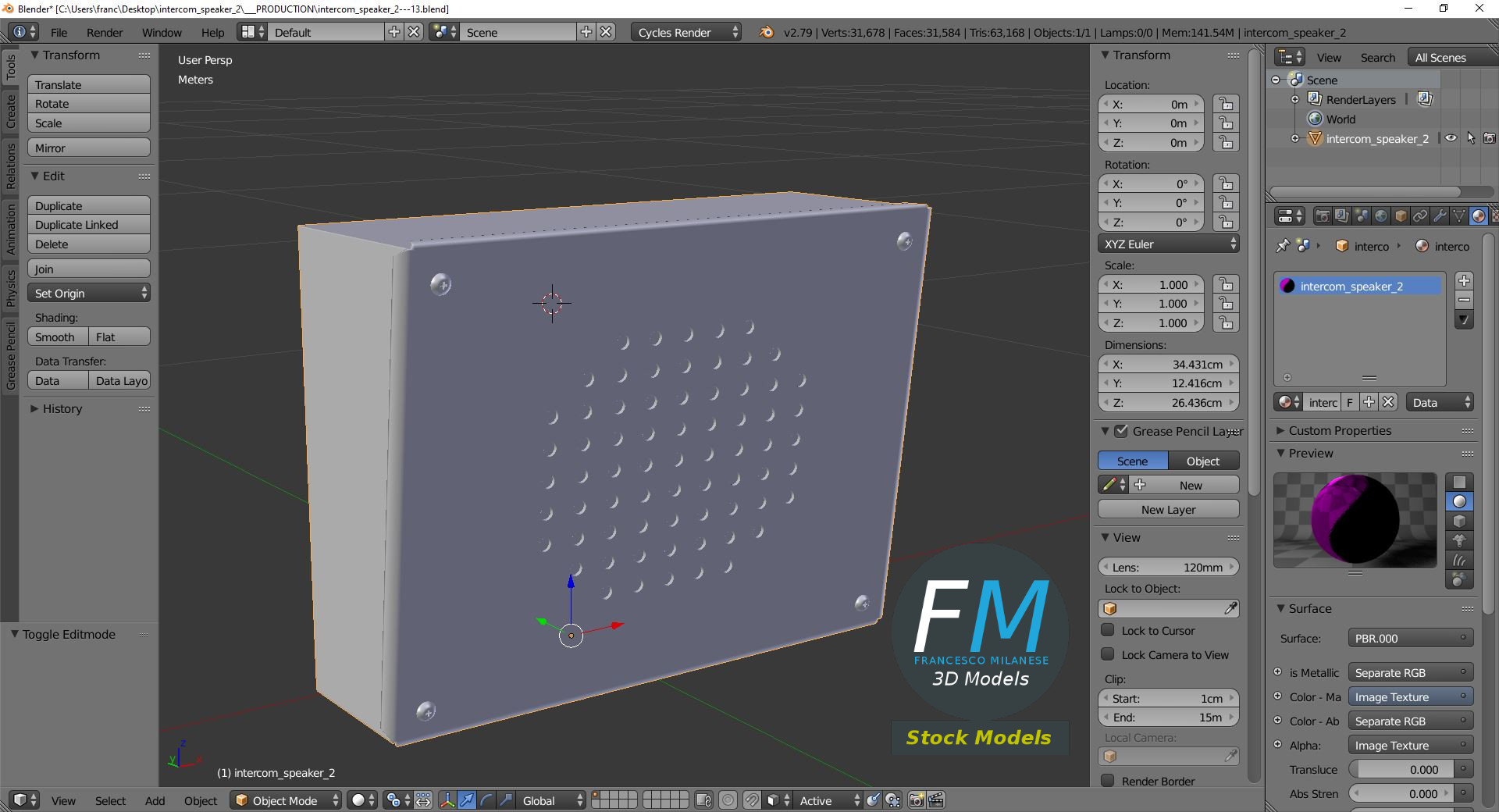 3D-Modell - Metall-Lautsprecher für Gegensprechanlage - 09