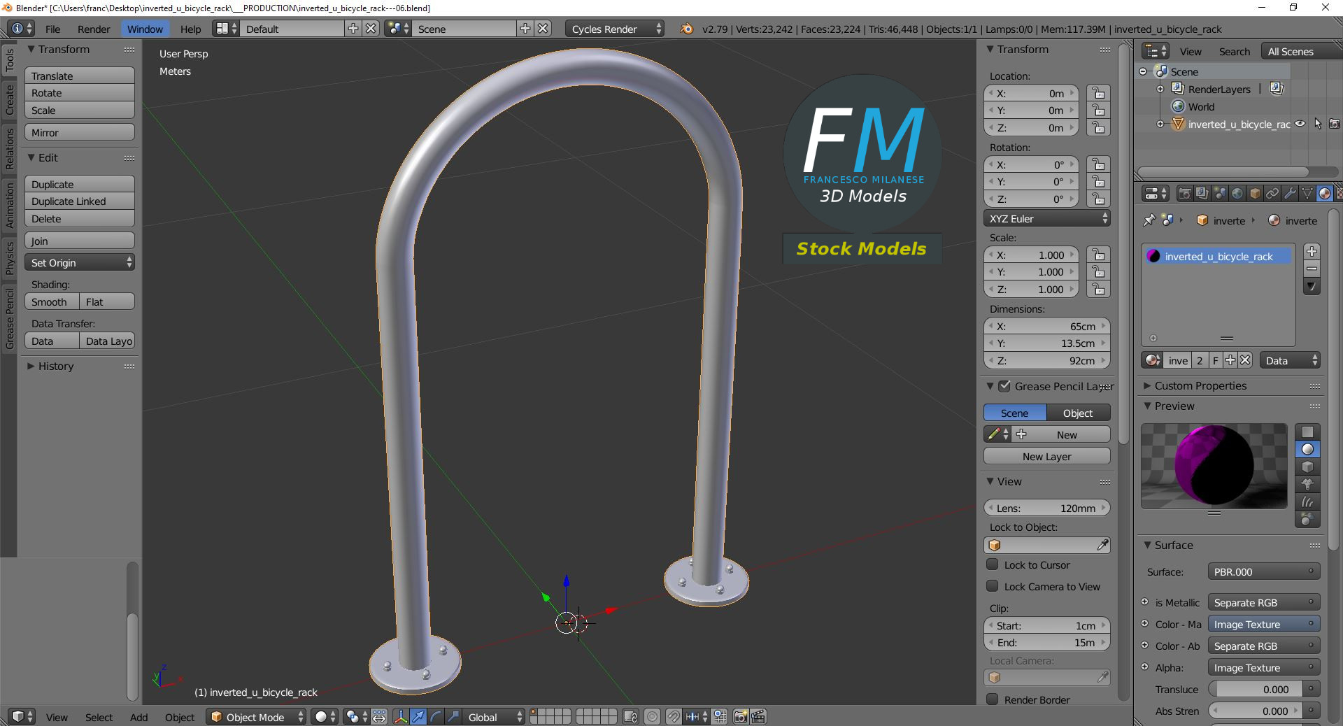 3D-Modell - Fahrradbügel in Umgekehrter U-Form - 09