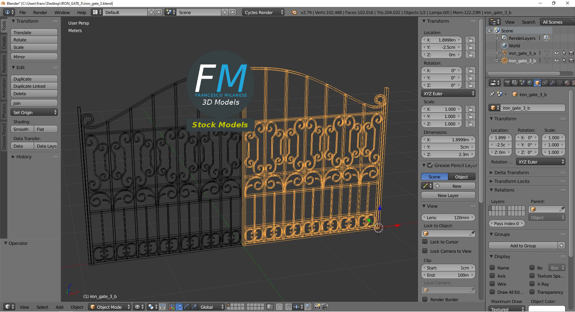 3D-Modell - Ornamentales Eisentor - 09