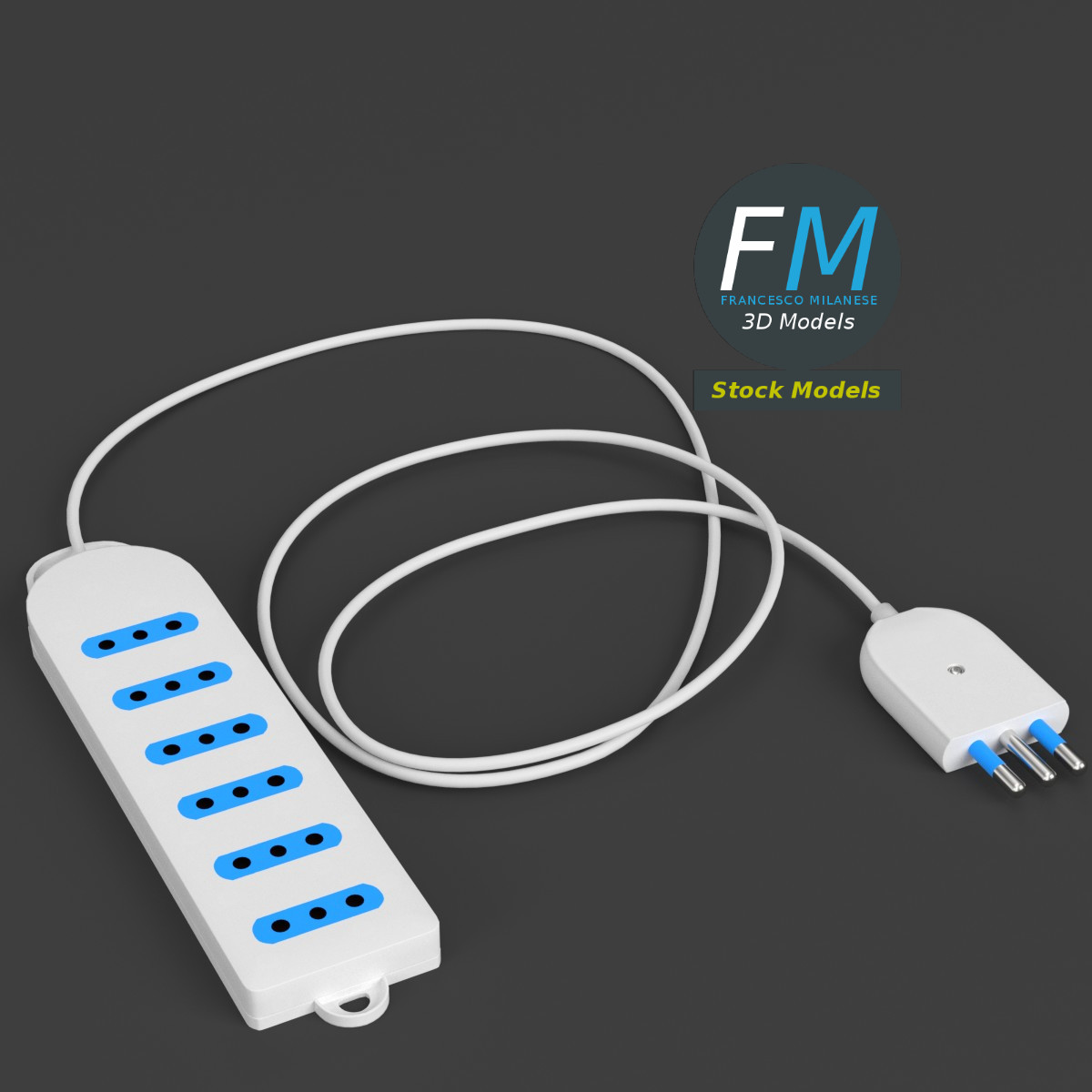 3D-Modell - Italienische Steckdosenleiste - 01