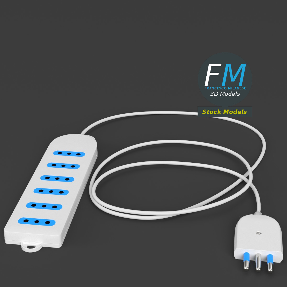 3D-Modell - Italienische Steckdosenleiste - 02