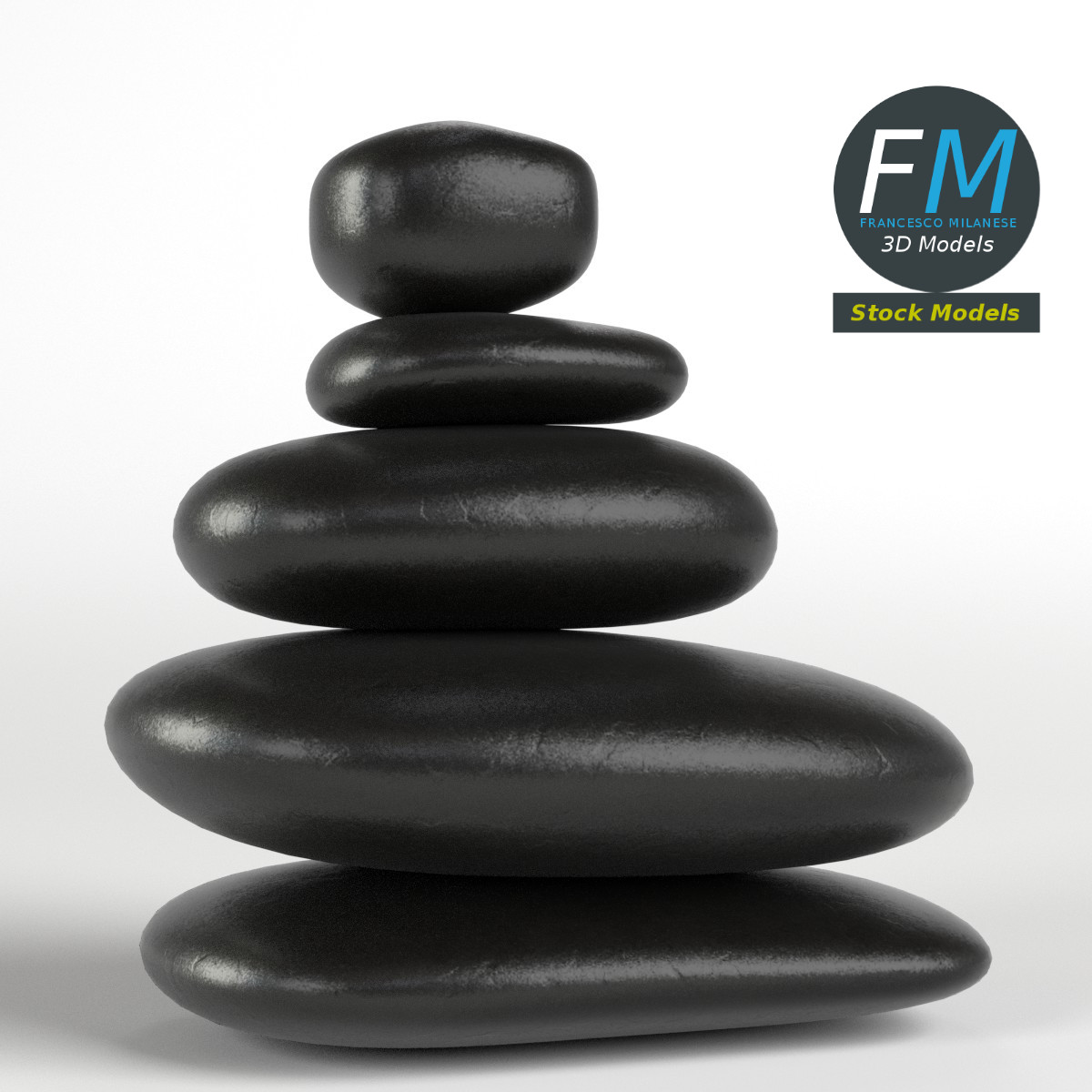 3D-Modell - Japanische Meditationssteine - 01