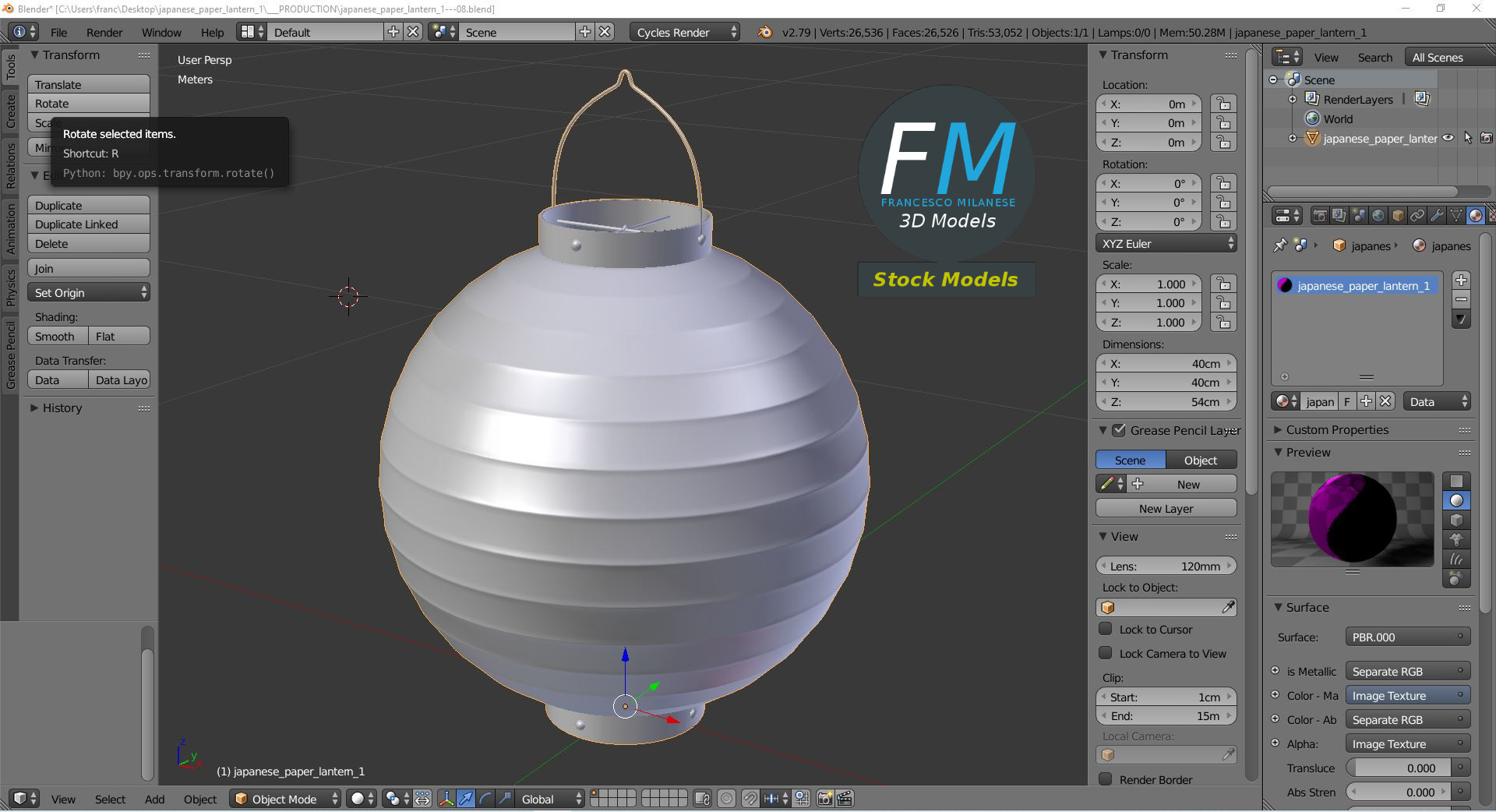 3D-Modell - Japanische Papierlaterne - 09