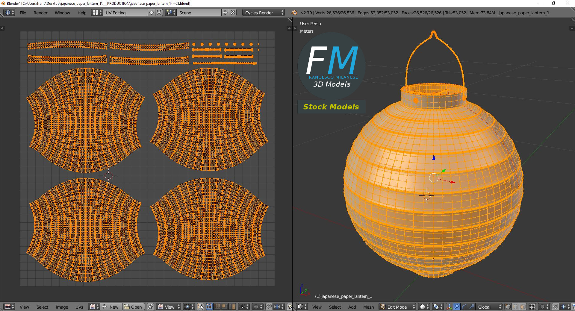 3D-Modell - Japanische Papierlaterne - 10