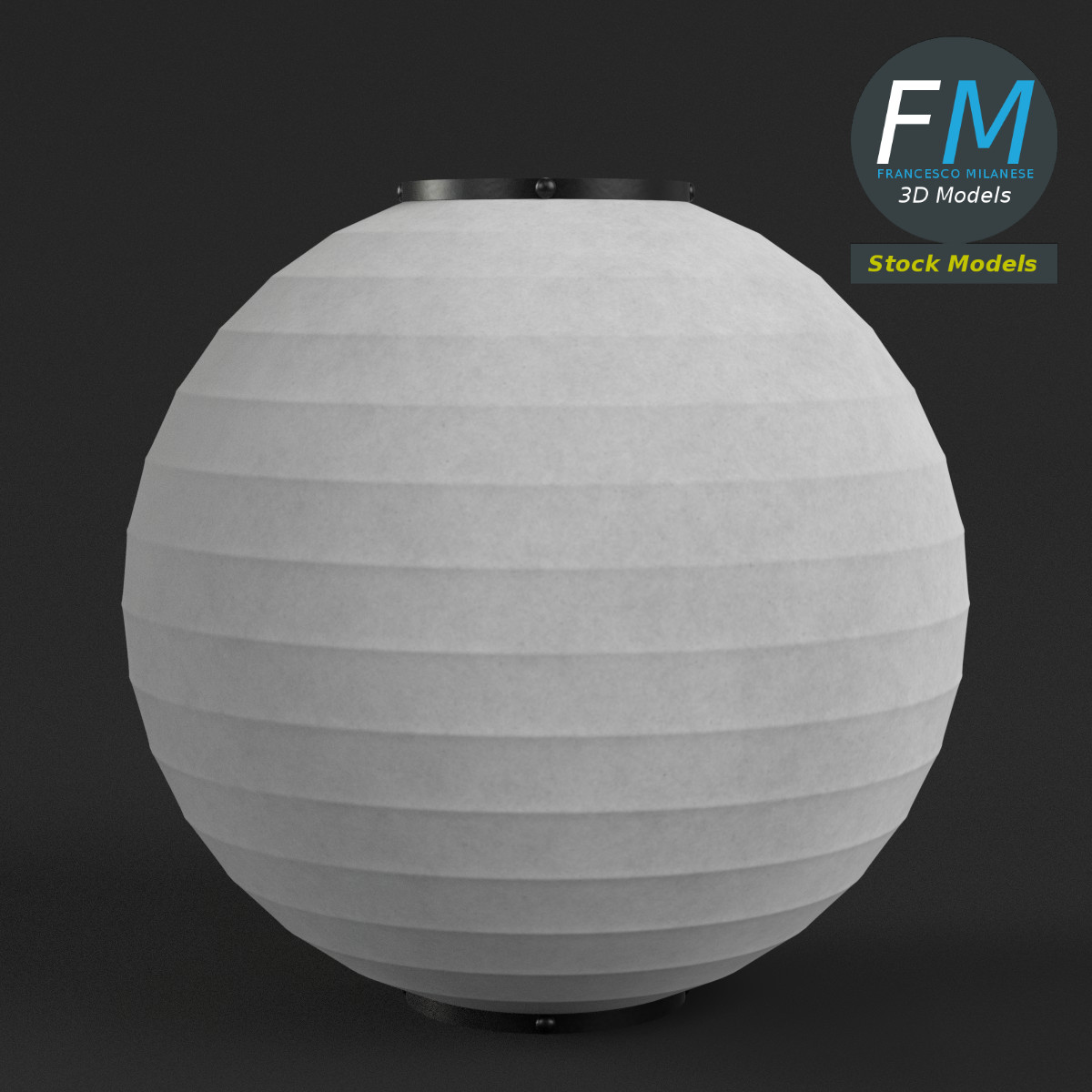 3D-Modell - Runde Japanische Papierlaterne - 01