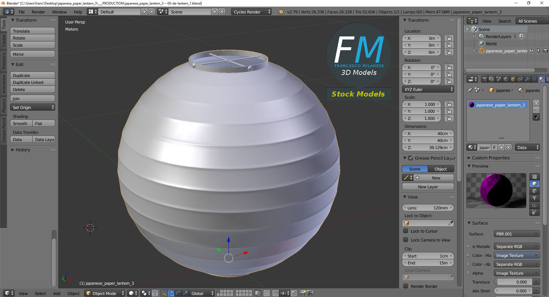 3D-Modell - Runde Japanische Papierlaterne - 09