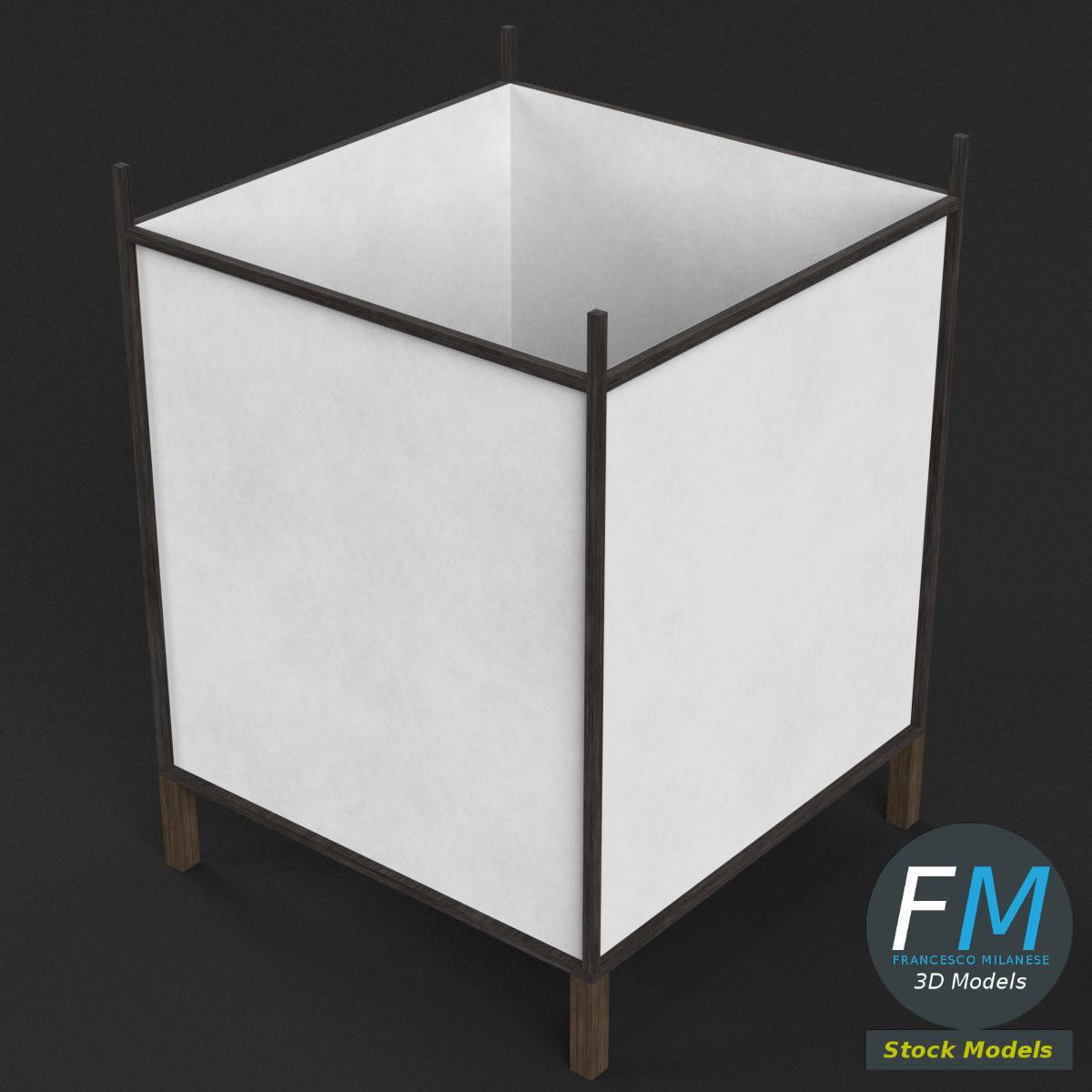 3D-Modell - Quadratische Japanische Tischlampe - 02