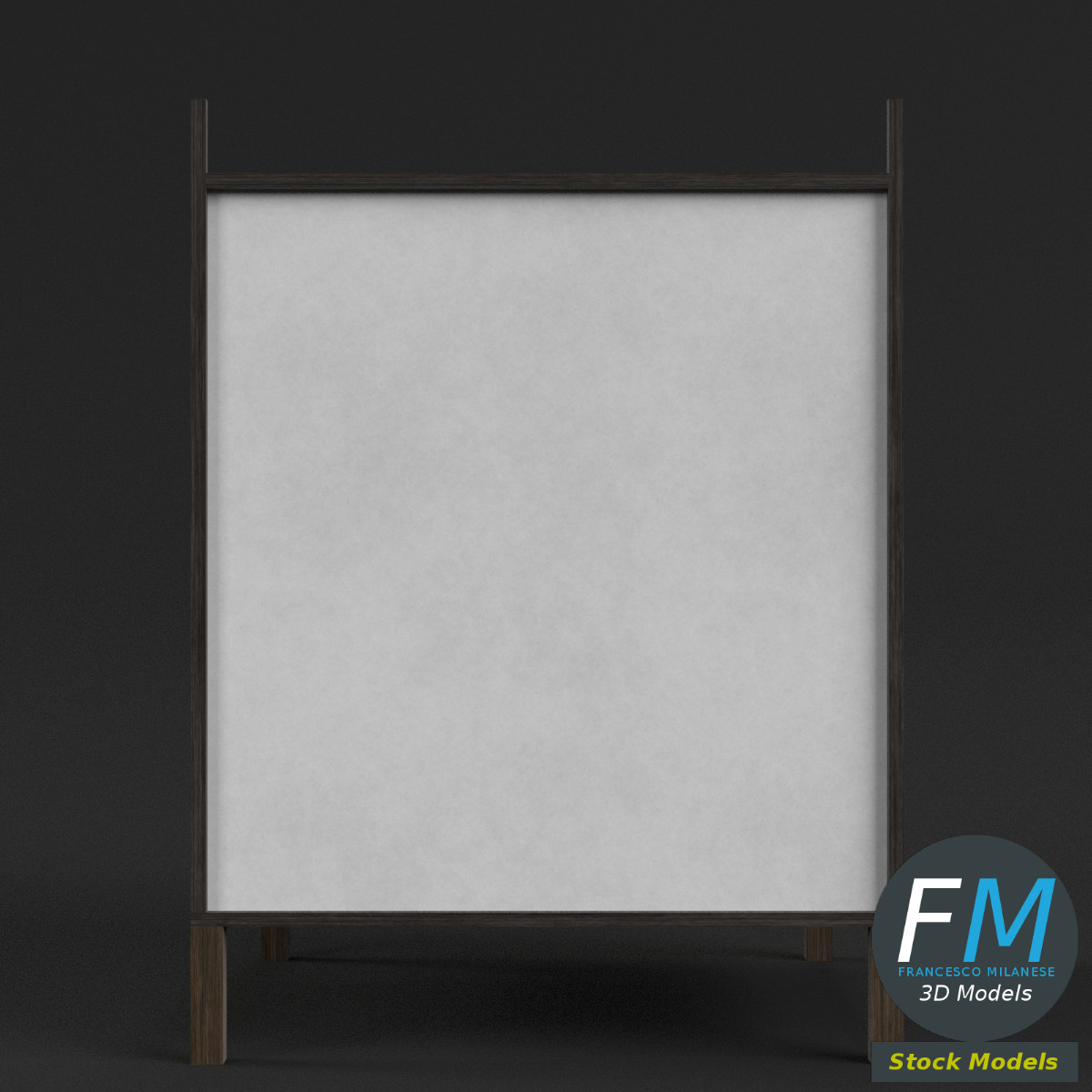 3D-Modell - Quadratische Japanische Tischlampe - 03