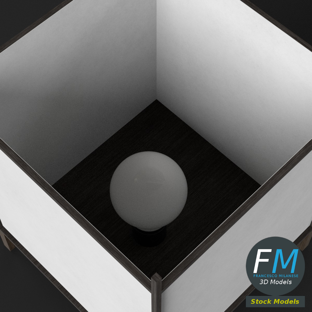3D-Modell - Quadratische Japanische Tischlampe - 05