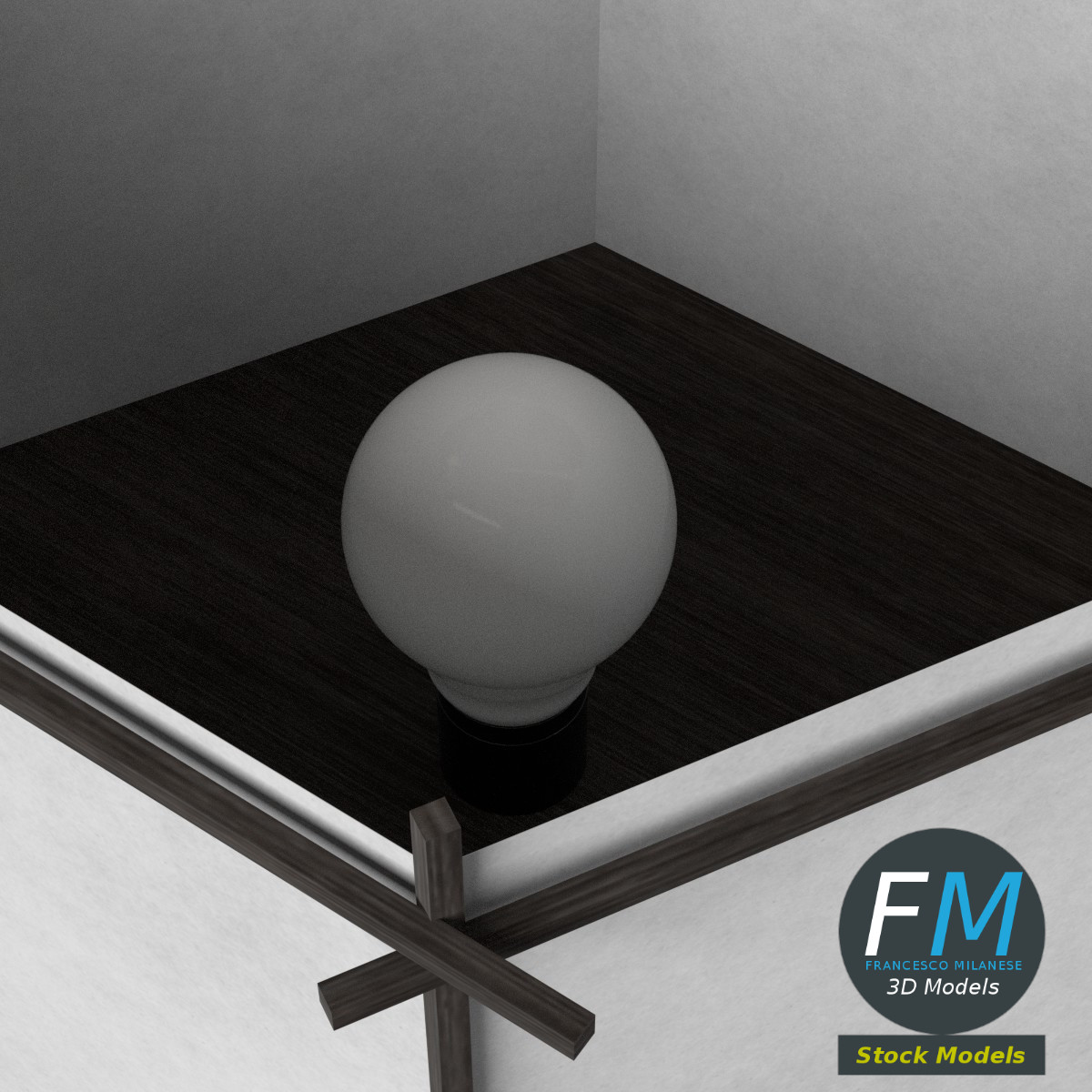 3D-Modell - Quadratische Japanische Tischlampe - 05