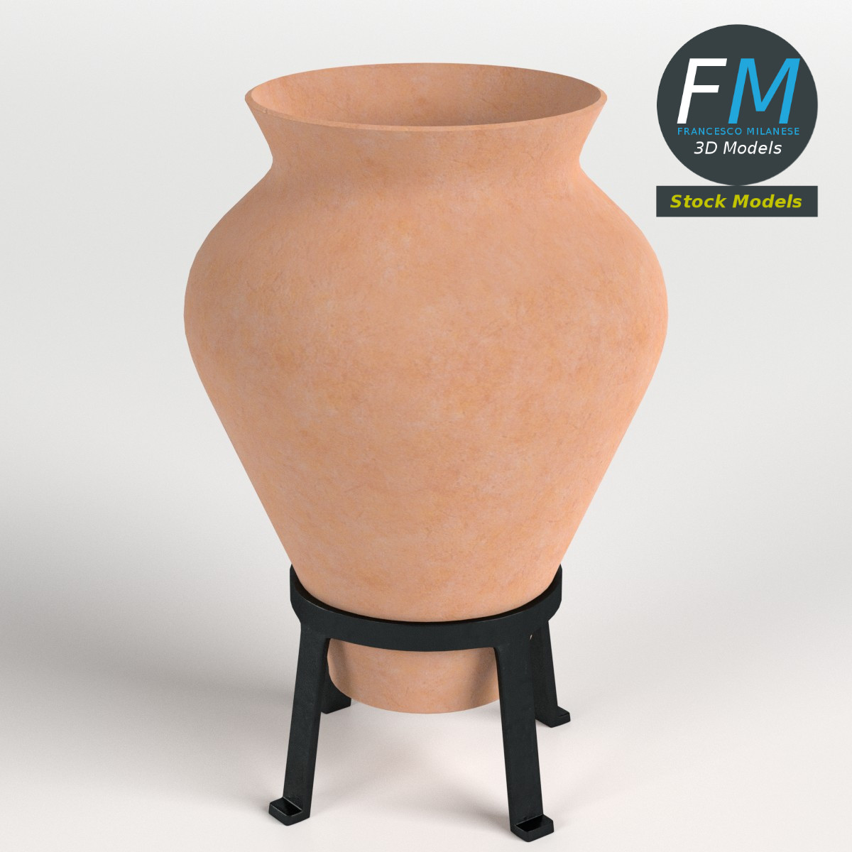 3D-Modell - Krugvase auf Metallständer - 01