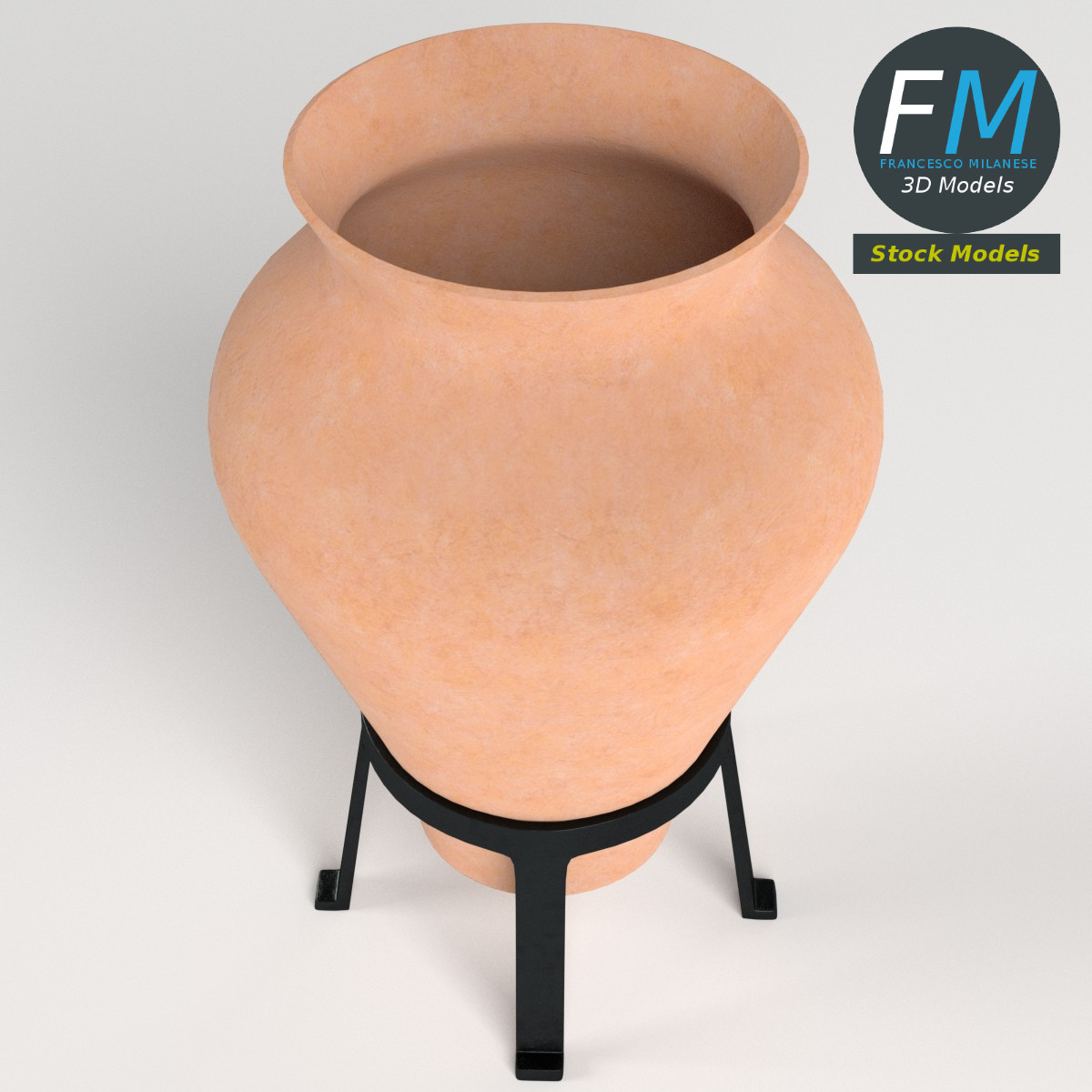 3D-Modell - Krugvase auf Metallständer - 02
