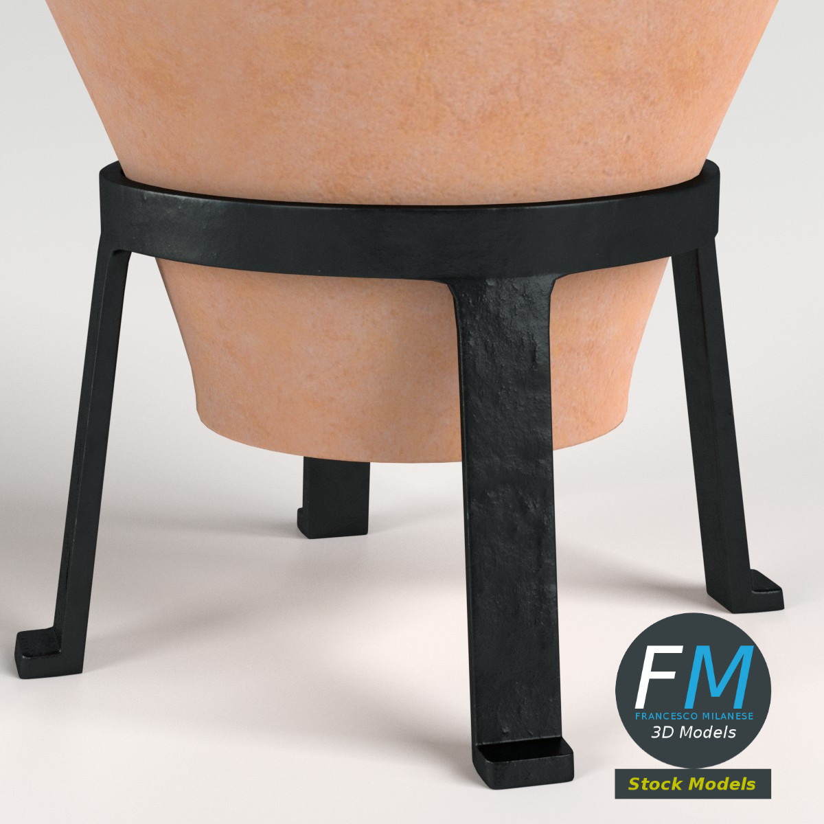 3D-Modell - Krugvase auf Metallständer - 03