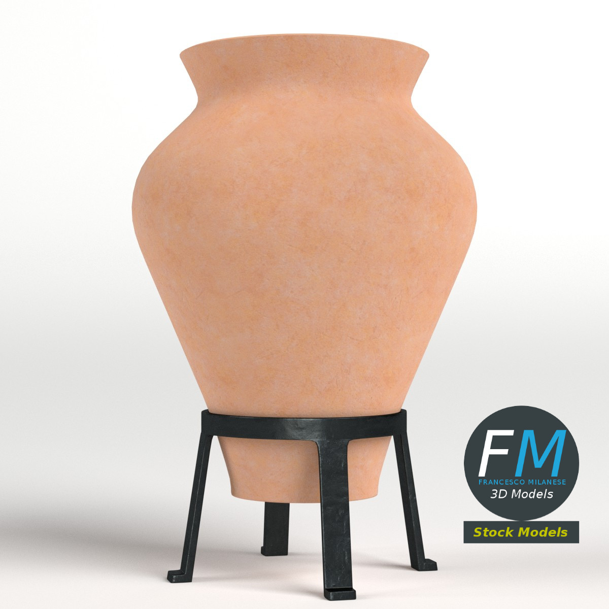 3D-Modell - Krugvase auf Metallständer - 04