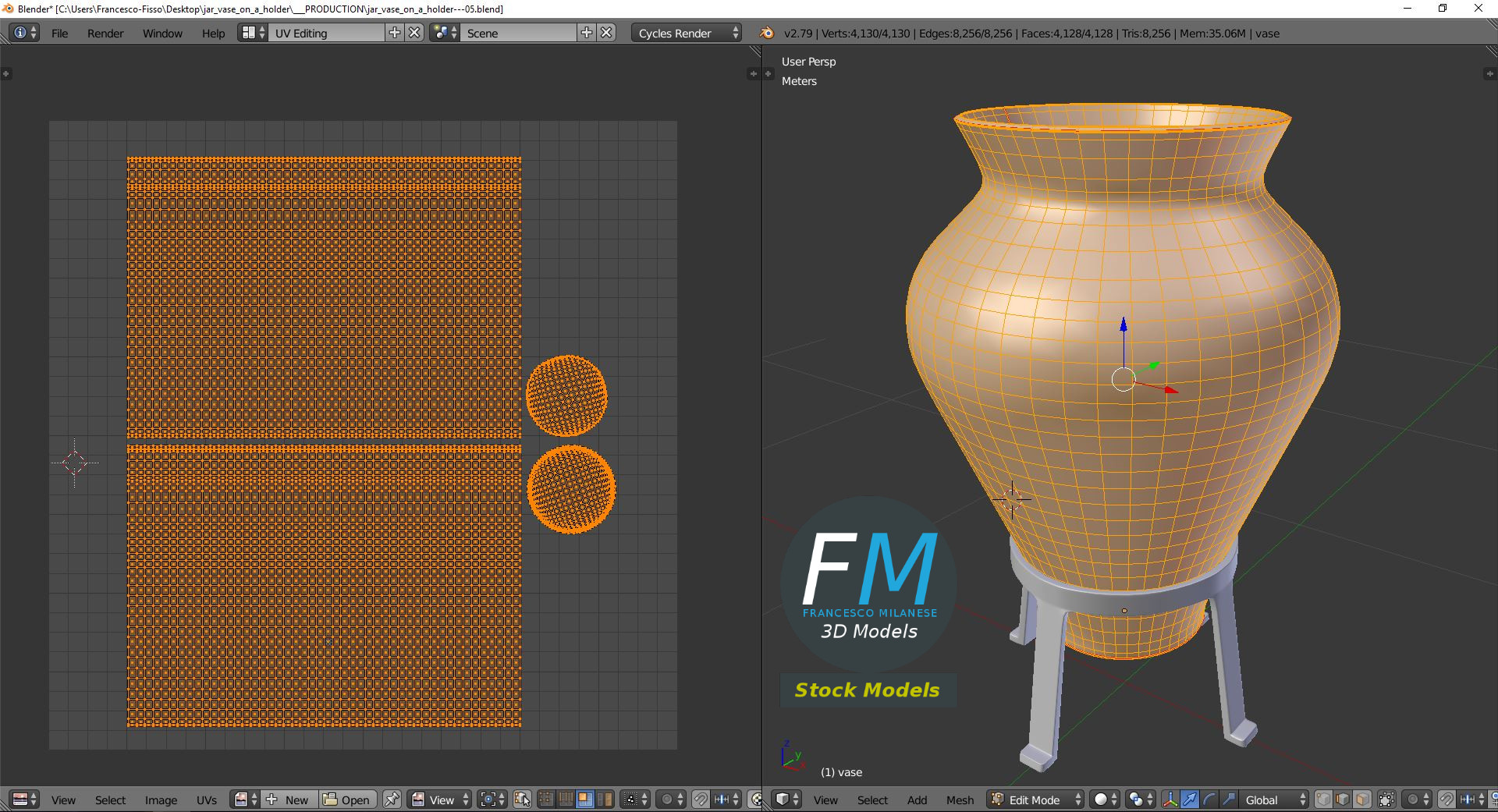 3D-Modell - Krugvase auf Metallständer - 10