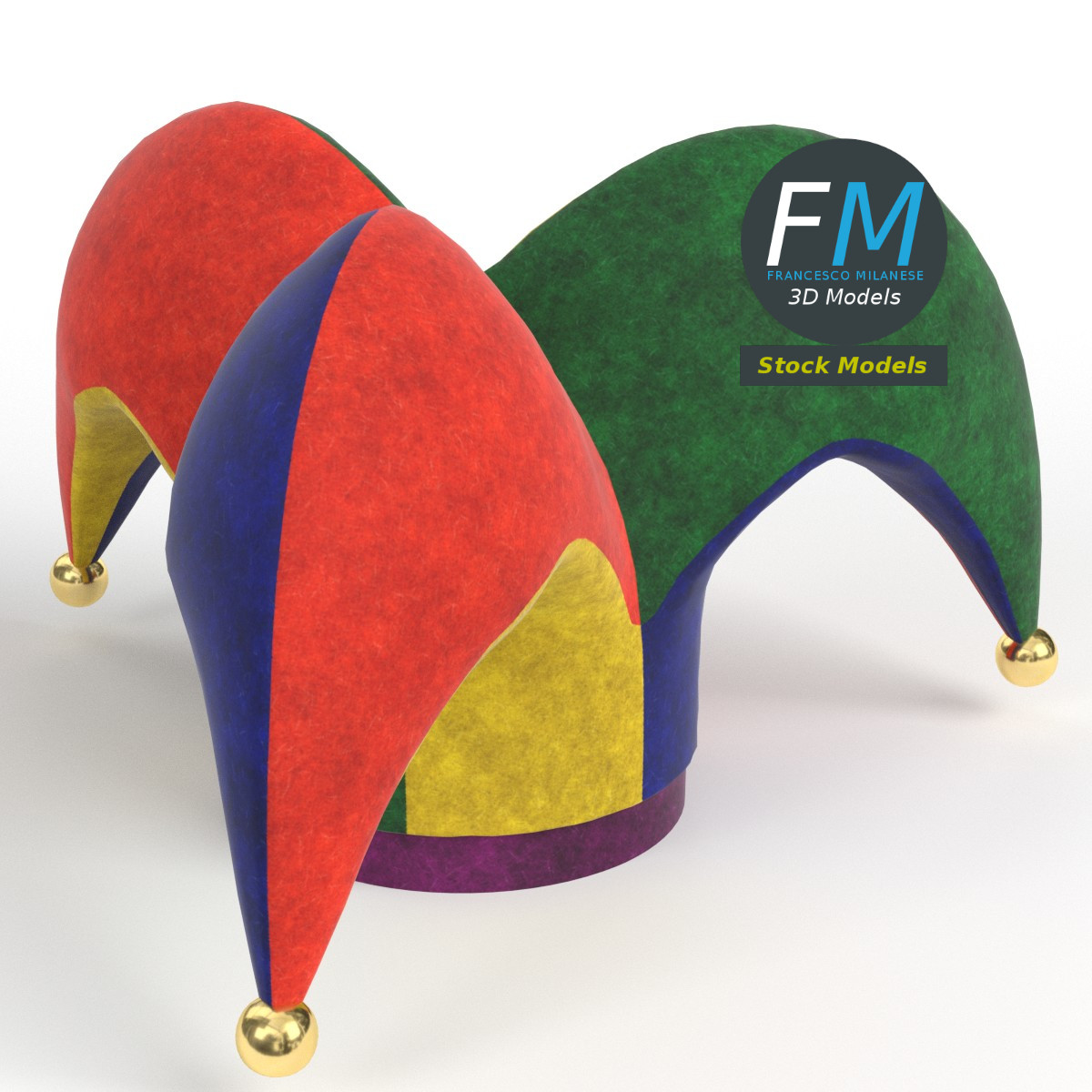 3D-Modell - Vierzipfelige Hofnarrenmütze - 01