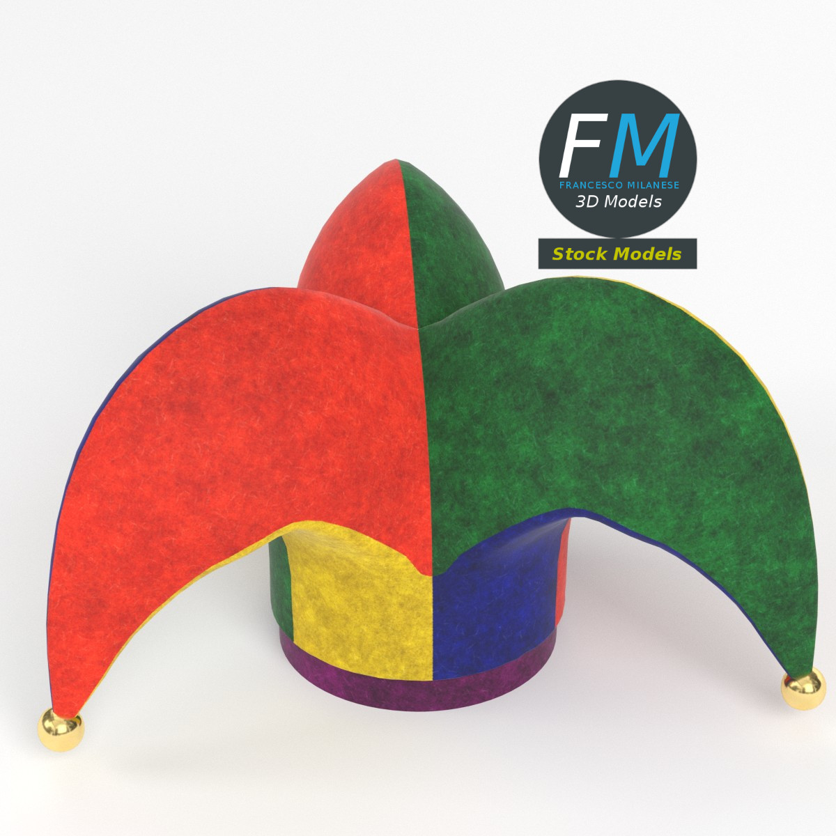 3D-Modell - Vierzipfelige Hofnarrenmütze - 02