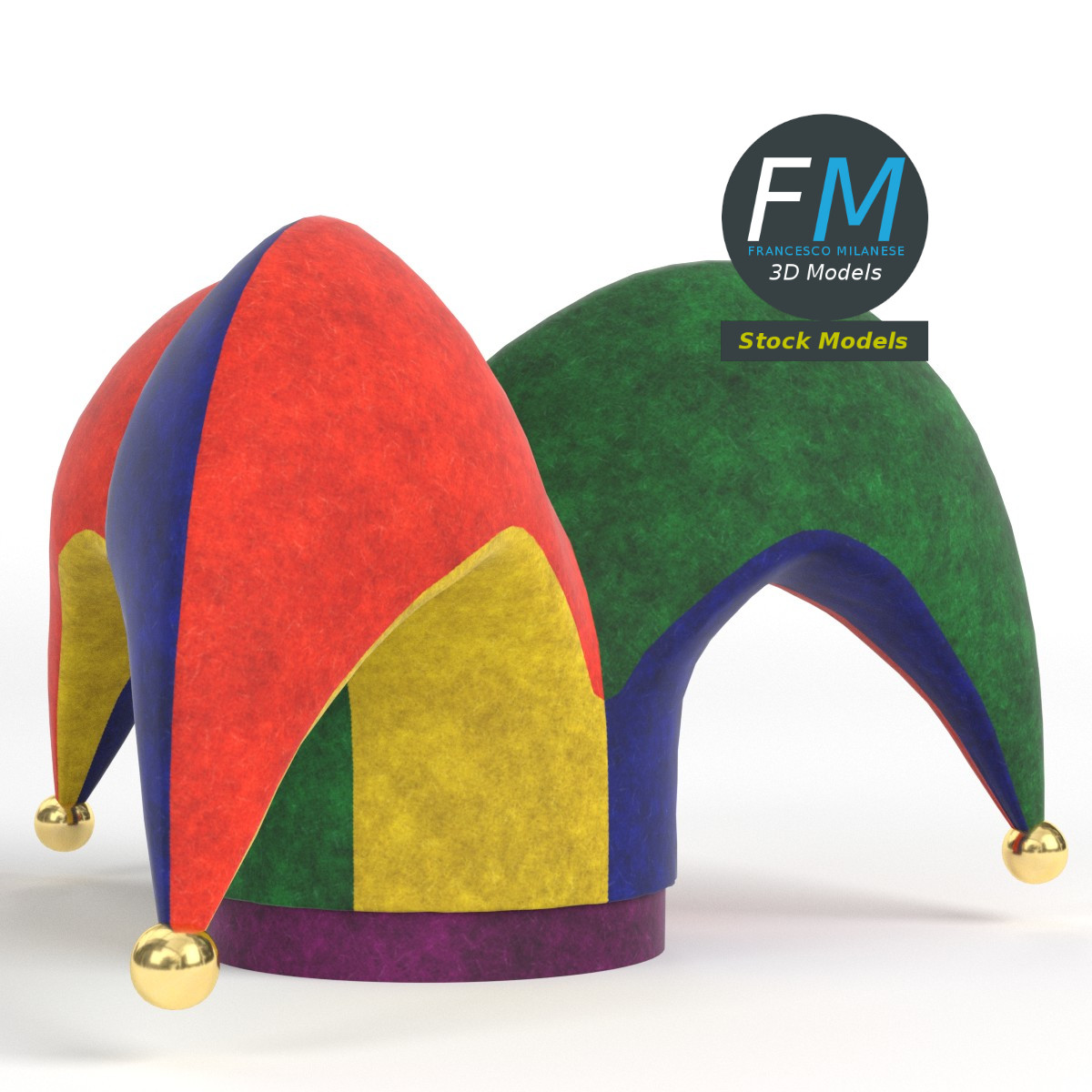 3D-Modell - Vierzipfelige Hofnarrenmütze - 03
