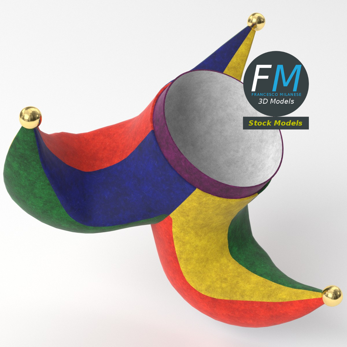3D-Modell - Vierzipfelige Hofnarrenmütze - 05