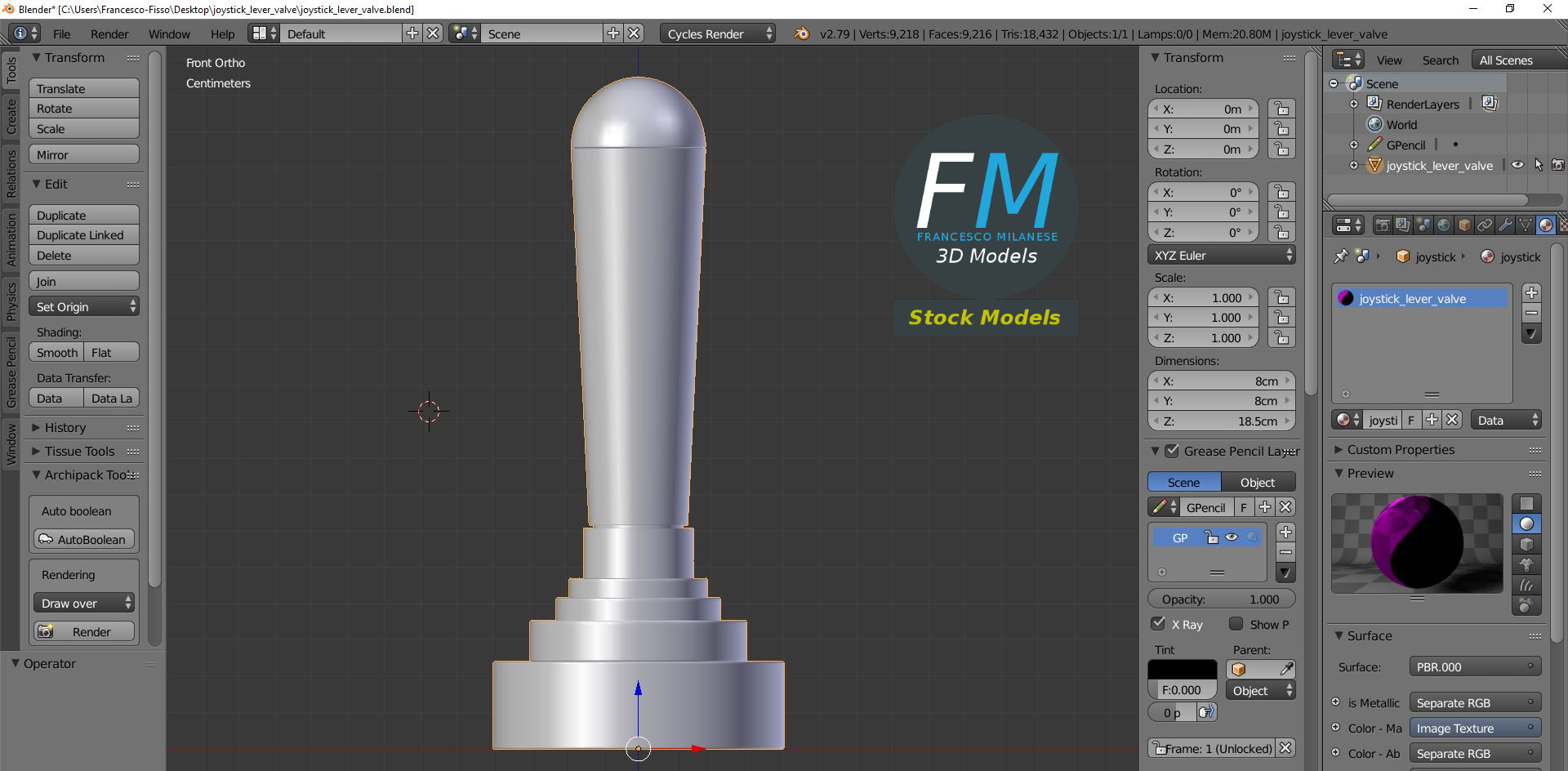 3D-Modell - Joystick-Ventilhebel - 09