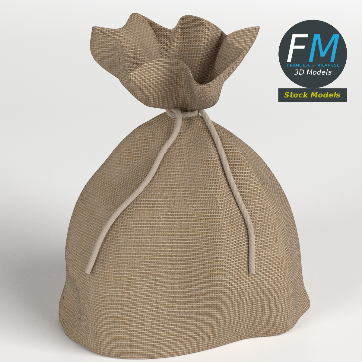 3D-Modell - Jutesack mit Kordel - 01