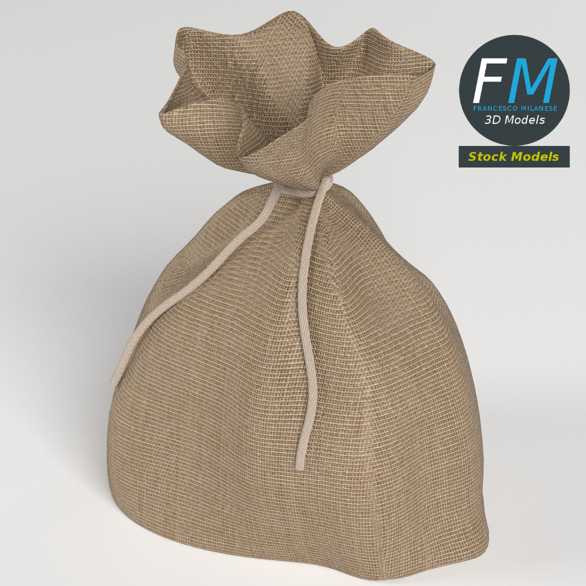 3D-Modell - Jutesack mit Kordel - 02