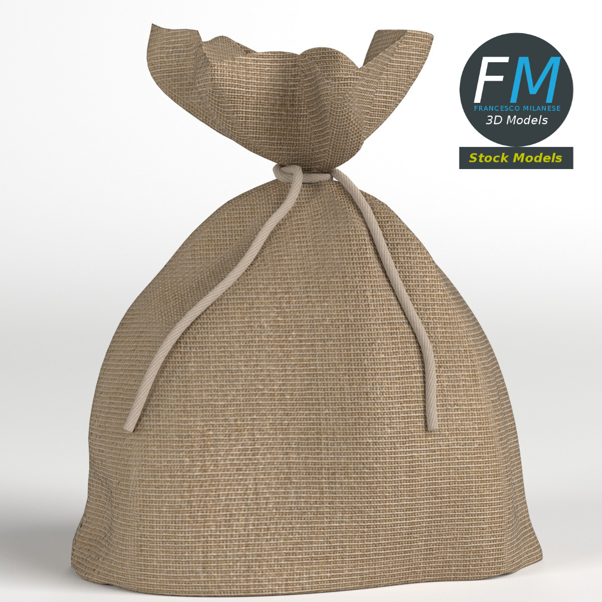 3D-Modell - Jutesack mit Kordel - 03