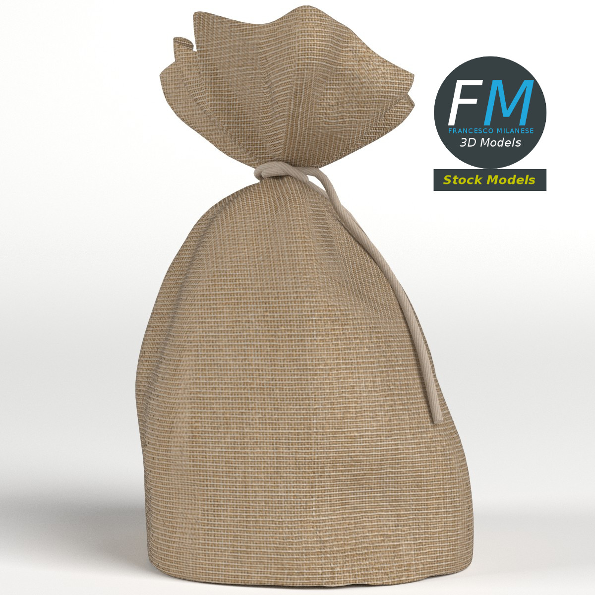 3D-Modell - Jutesack mit Kordel - 04