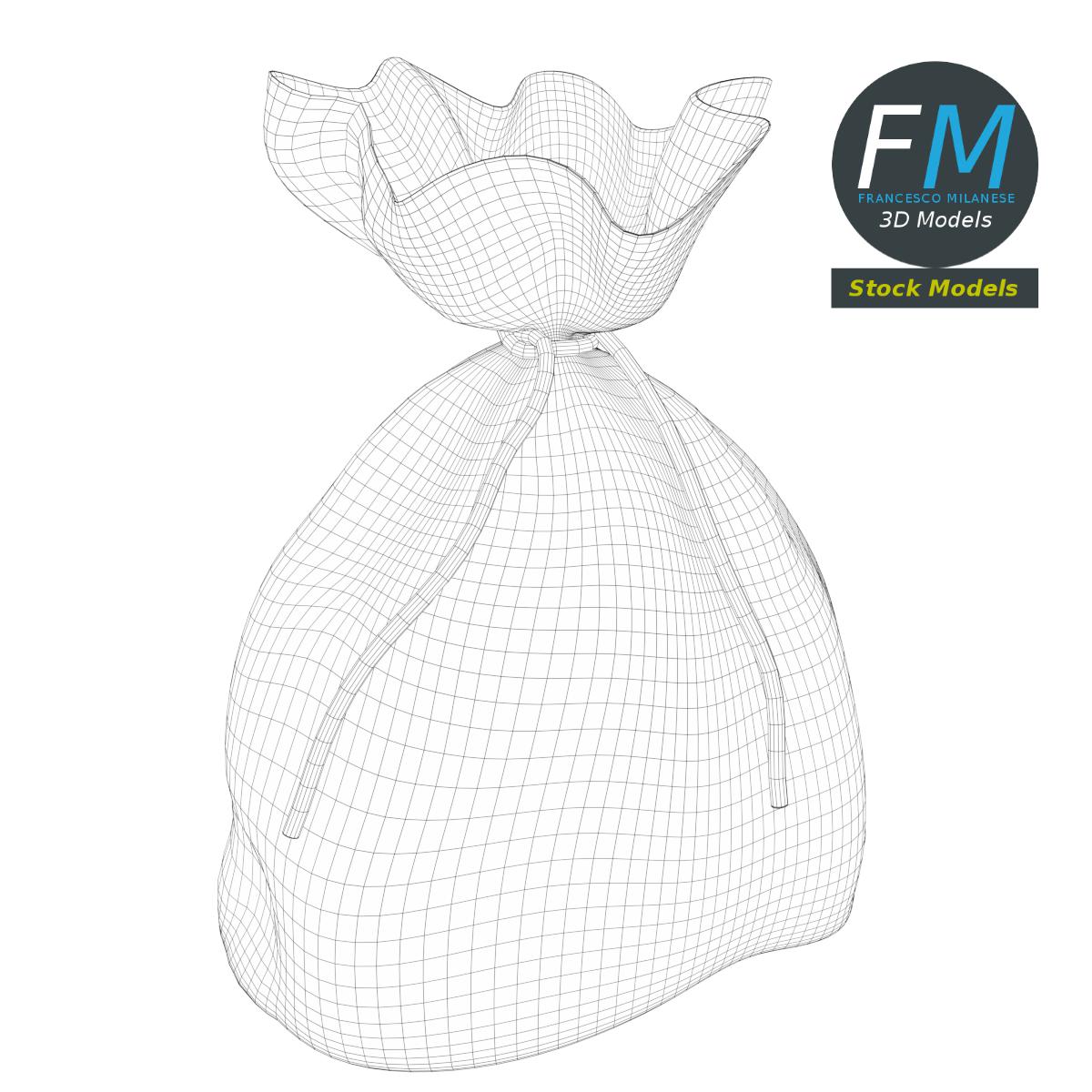 3D-Modell - Jutesack mit Kordel - 07