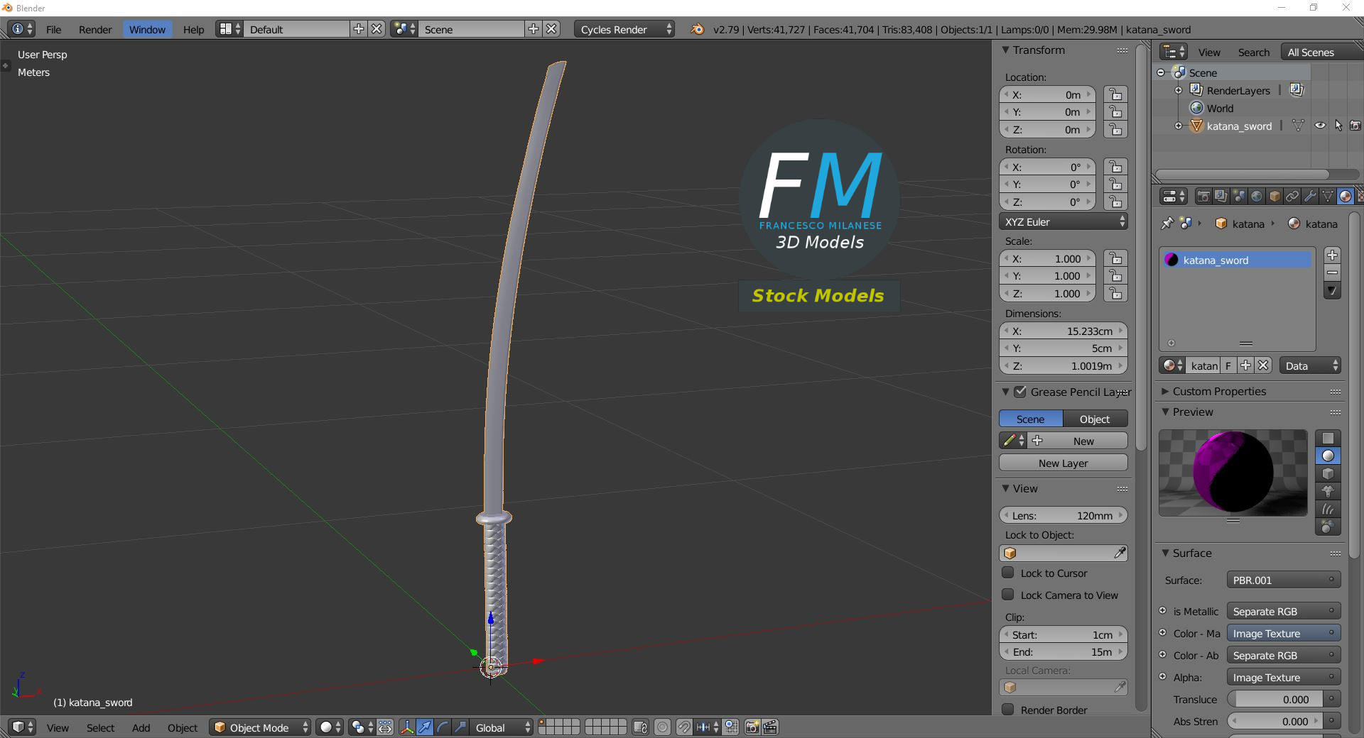 3D-Modell - Japanisches Katana-Schwert - 09
