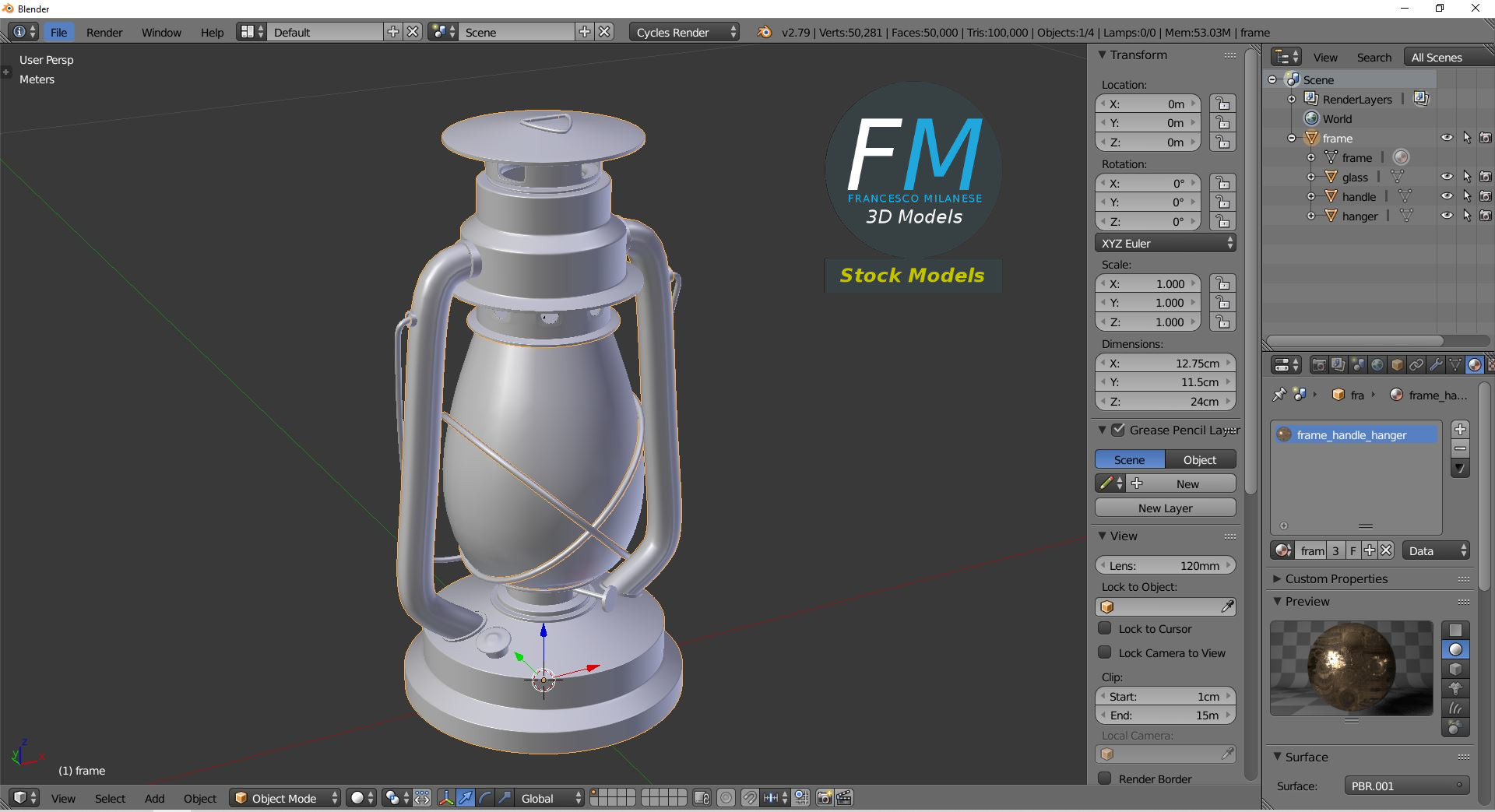 3D-Modell - Petroleumlampe - 09