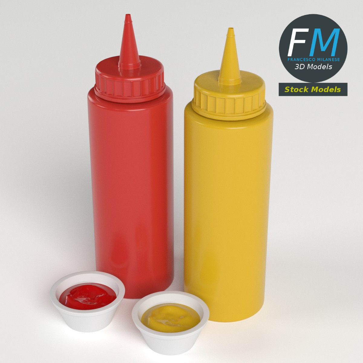 3D-Modell - Ketchup- und Senfflaschen - 02