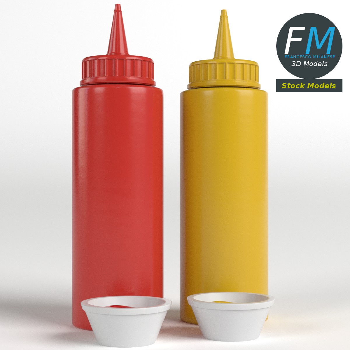 3D-Modell - Ketchup- und Senfflaschen - 03