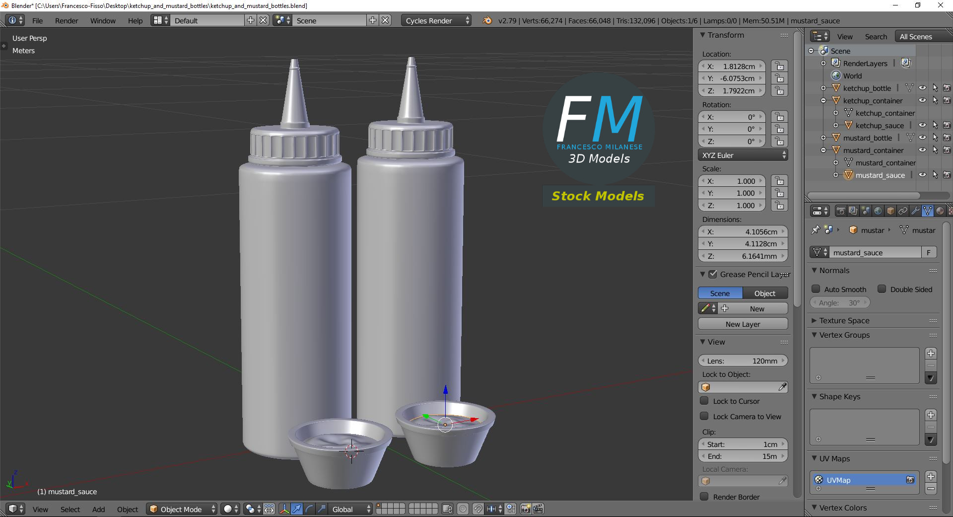 3D-Modell - Ketchup- und Senfflaschen - 09
